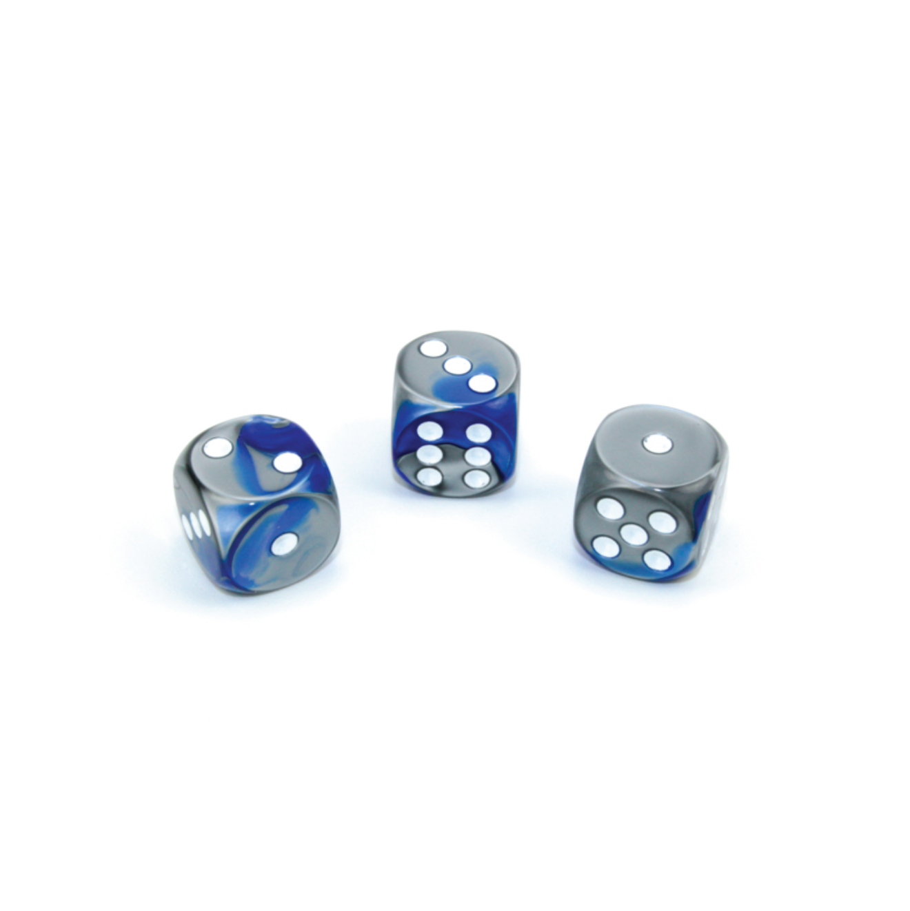 Chessex Gemini Blue-Steel/white 16mm d6 Dice (6 dice)