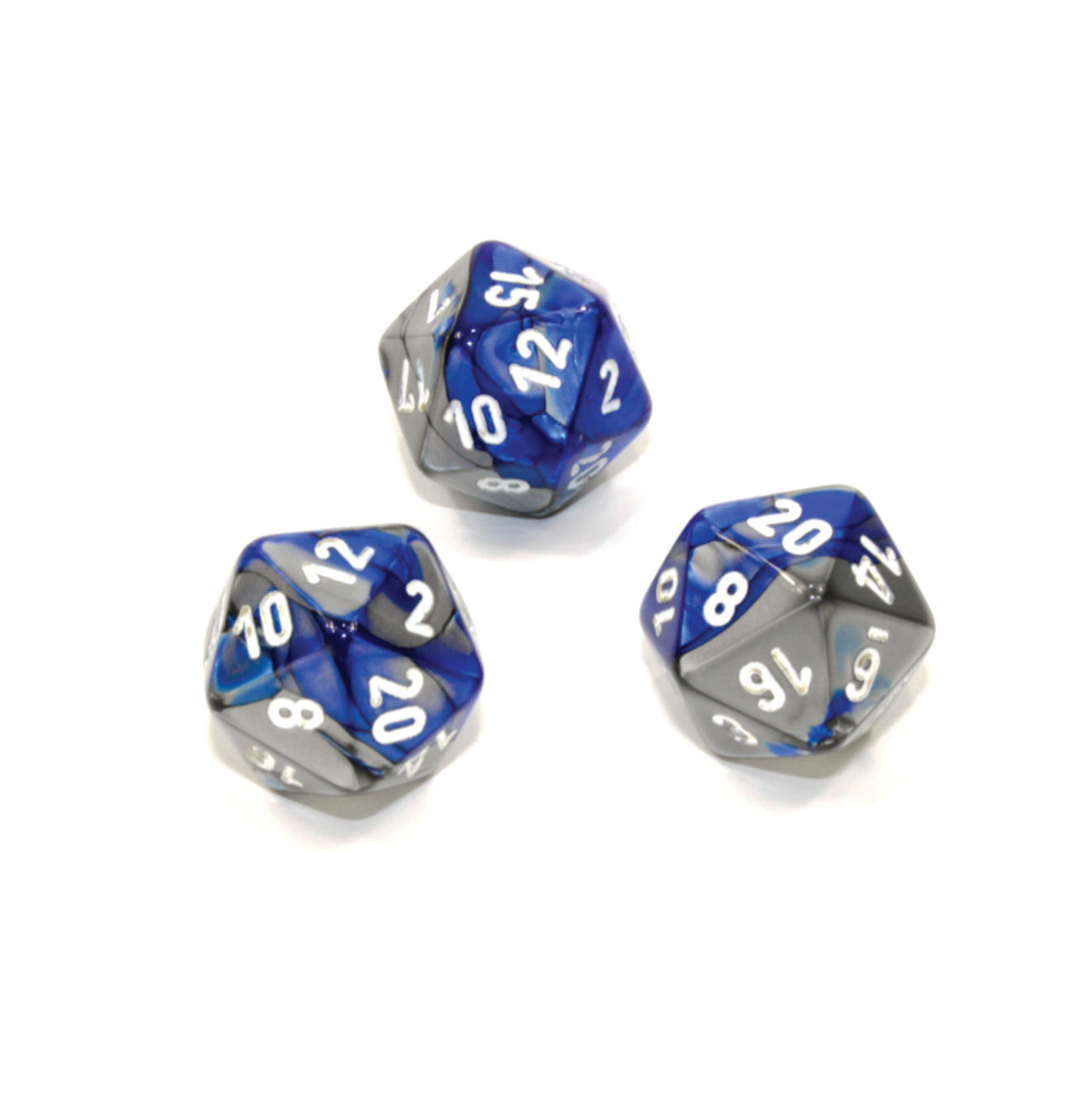 Chessex Gemini Polyhedral Blue-Steel/white d20 Dice (1 dice)