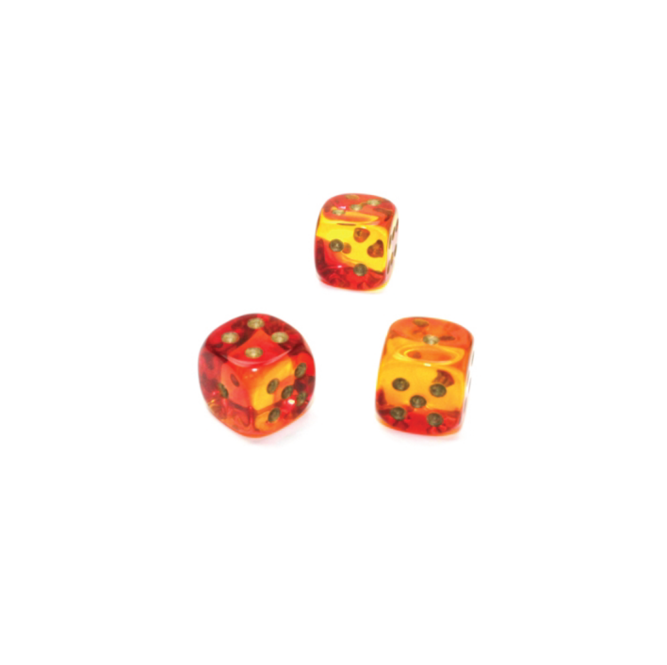 Chessex Gemini Translucent Red-Yellow/gold 16mm d6 Dice (6 dice)