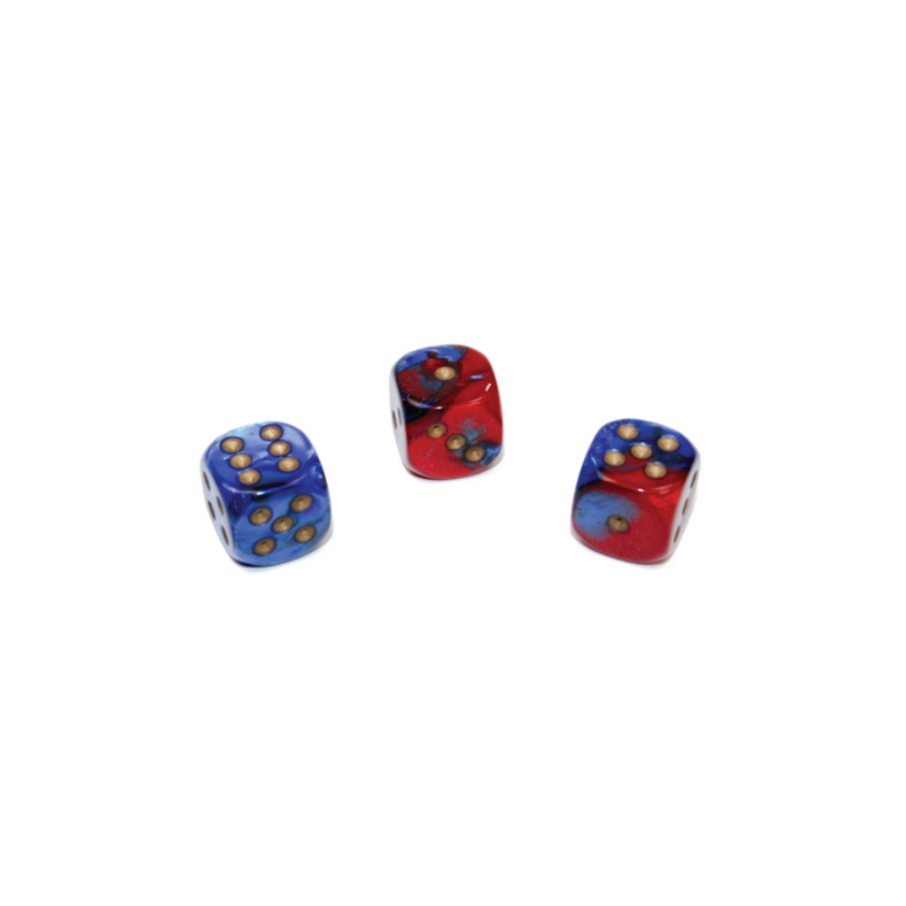 Chessex Gemini Blue-Red/gold 16mm d6 Dice (6 dice)