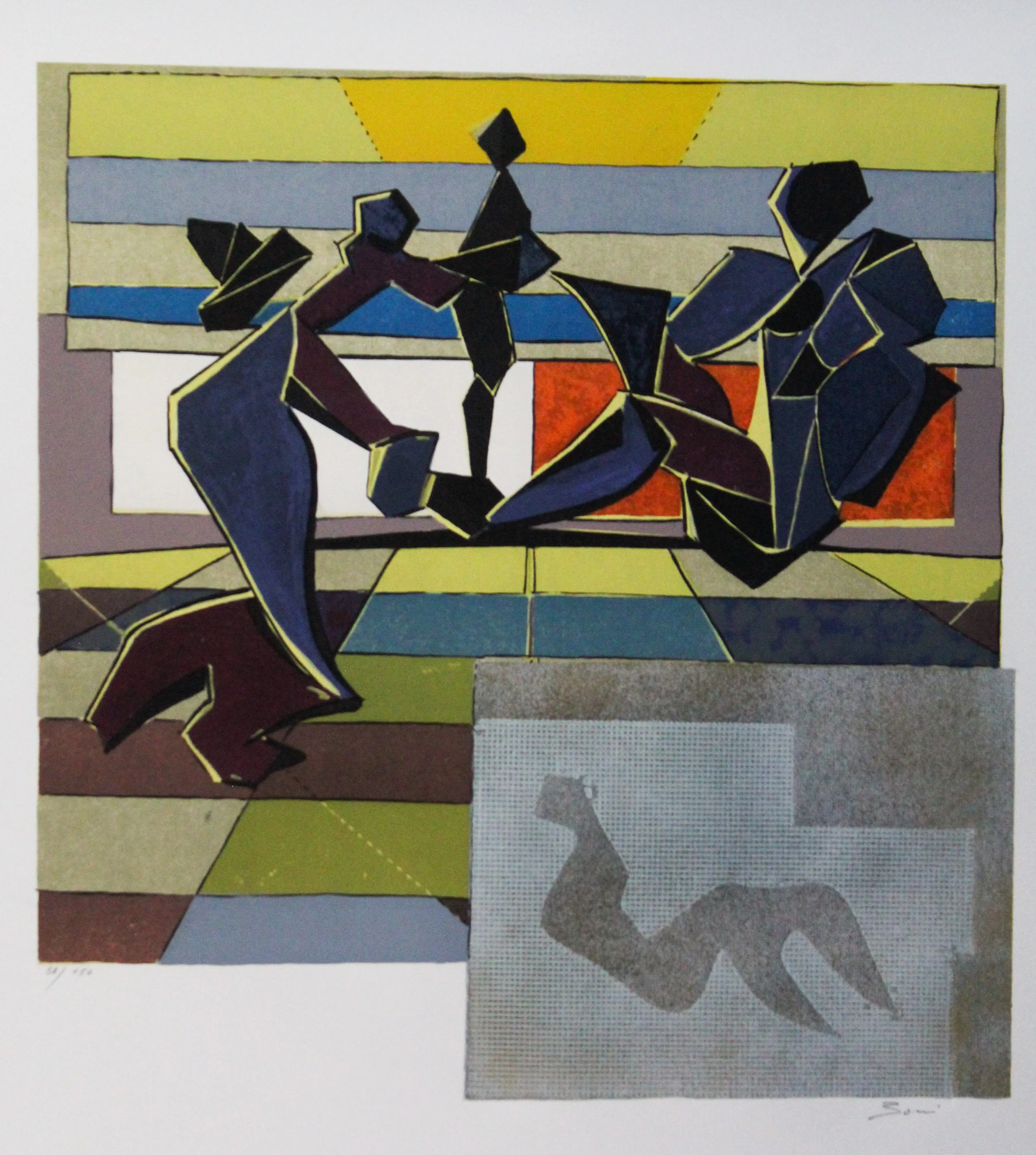 Paolo Boni (Italian 1926-2017) “Transport”, 1982, edition 58 of 150, etching on paper, gift of Mike and Linda Tilton, 2018 (30 1/2'' H x 22 1/2'' W)
