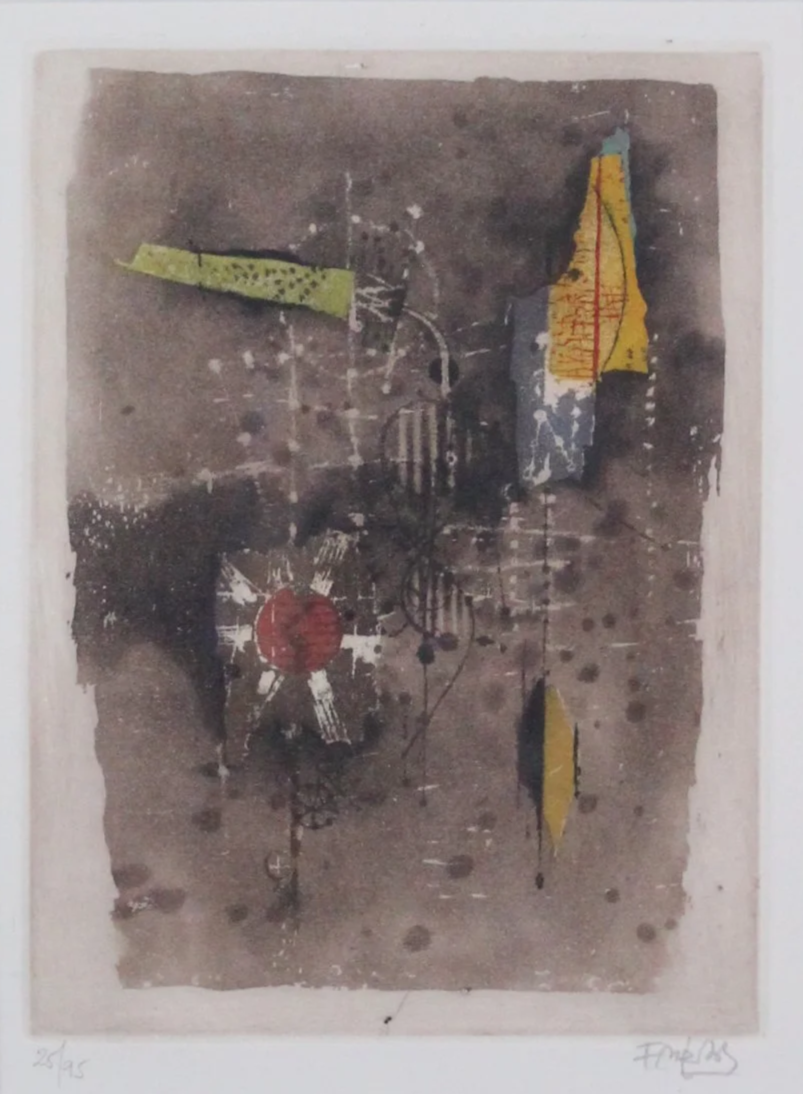 Johnny Friedlaender (German/French 1912-1992) “Fleur”,1970, edition 25 of 95, aquatint print, gift of Mike and Linda Tilton, 2015 (7 ½’’ H x 5 ½’’ W) 