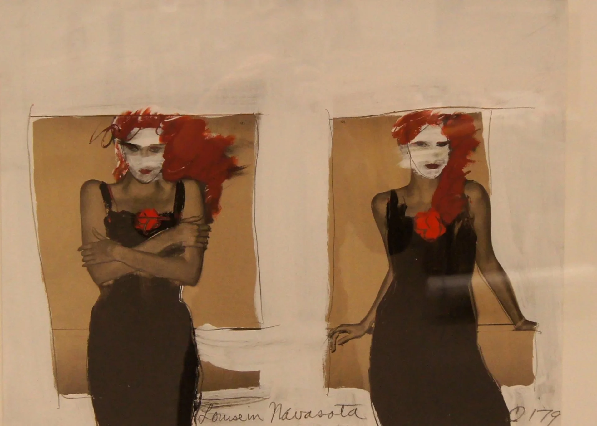 Margit Ilika (American 1947) “Louise in Navasota”, ca. 1995, mix media on paper, gift of Jeff Parker, 1998 (16 ¾’’ H x 21 ¾’’ W) 
