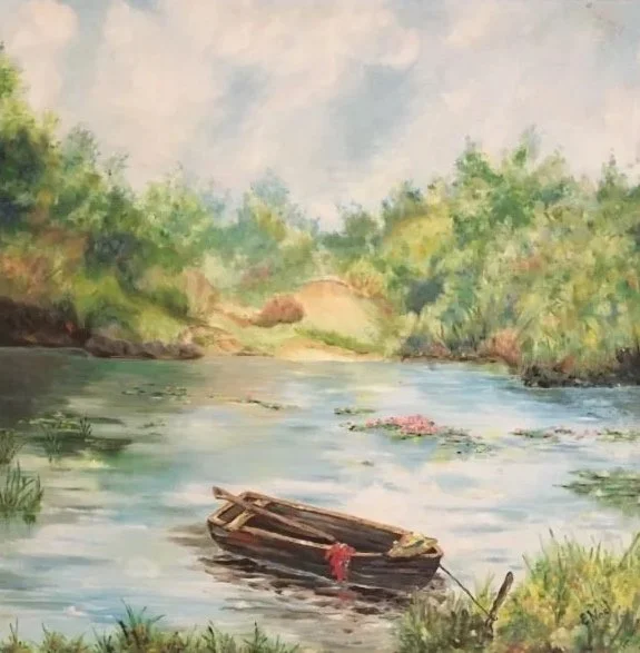 Ellen Witwer Noël (American 1937-2008) “untitled”, ca 1970, acrylic on canvas, gift of James R. Henry and Candy R. Henry, 2019 (20’’ H x 20’’ W) 