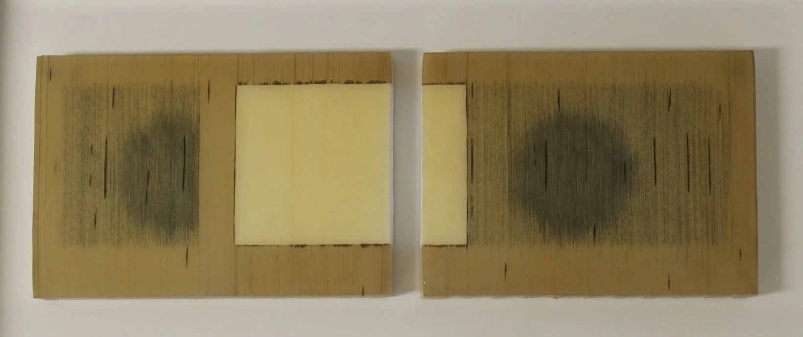 Brian Singer (American 1973) “Separation”, 2015, mix media, book, ink, acrylic and resin, museum purchase made possible by American Roofing, 2018 (9 ½ H x 19’’ W x 2’’ D) 