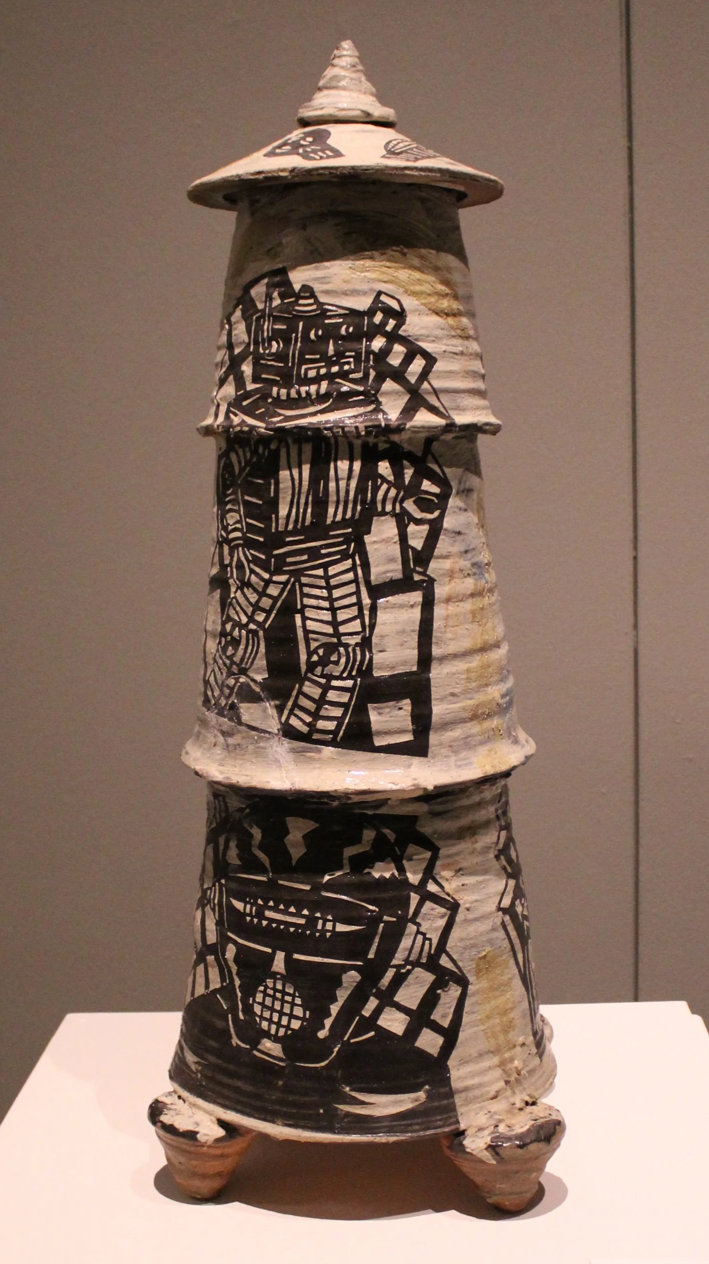 Christopher Stanley (American 1964) “Robo Rocket Pot”, 2012, vitreous ceramics, earthenware with engobes, gift of the artist, 2021 (need size) 