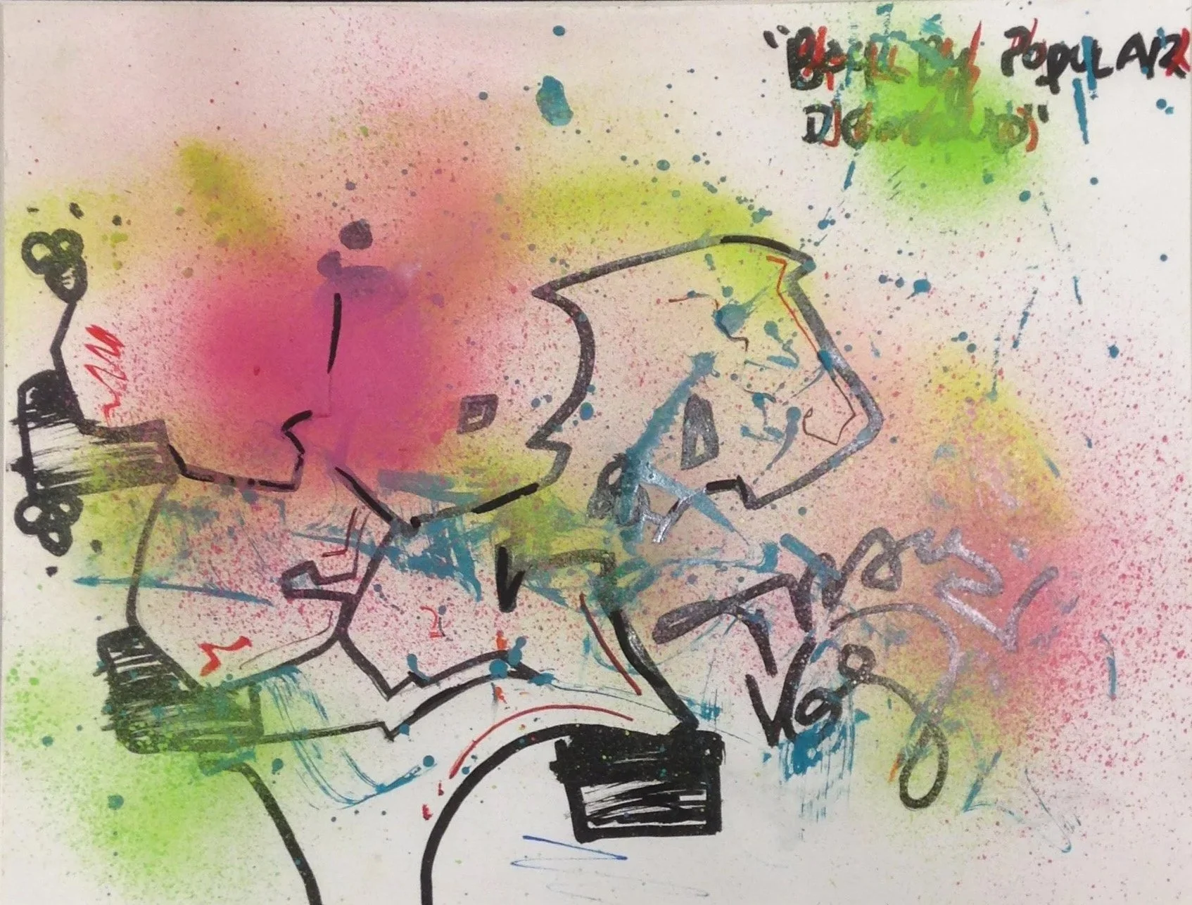 Tracy 168 (American 1958-2023) “Back by Popular Demand”, 2000, mix media on paper, gift of Mike and Linda Tilton, 2016 (8 ½’’ H x 11’’ W) 
