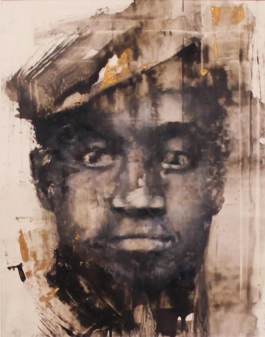 Charles Edward Williams (American 1984) “Hero #6-Corp Wilson Weir”, 2019, oil on mylar, gift of the artist, 2019 (12’’ H x 9’’W) 