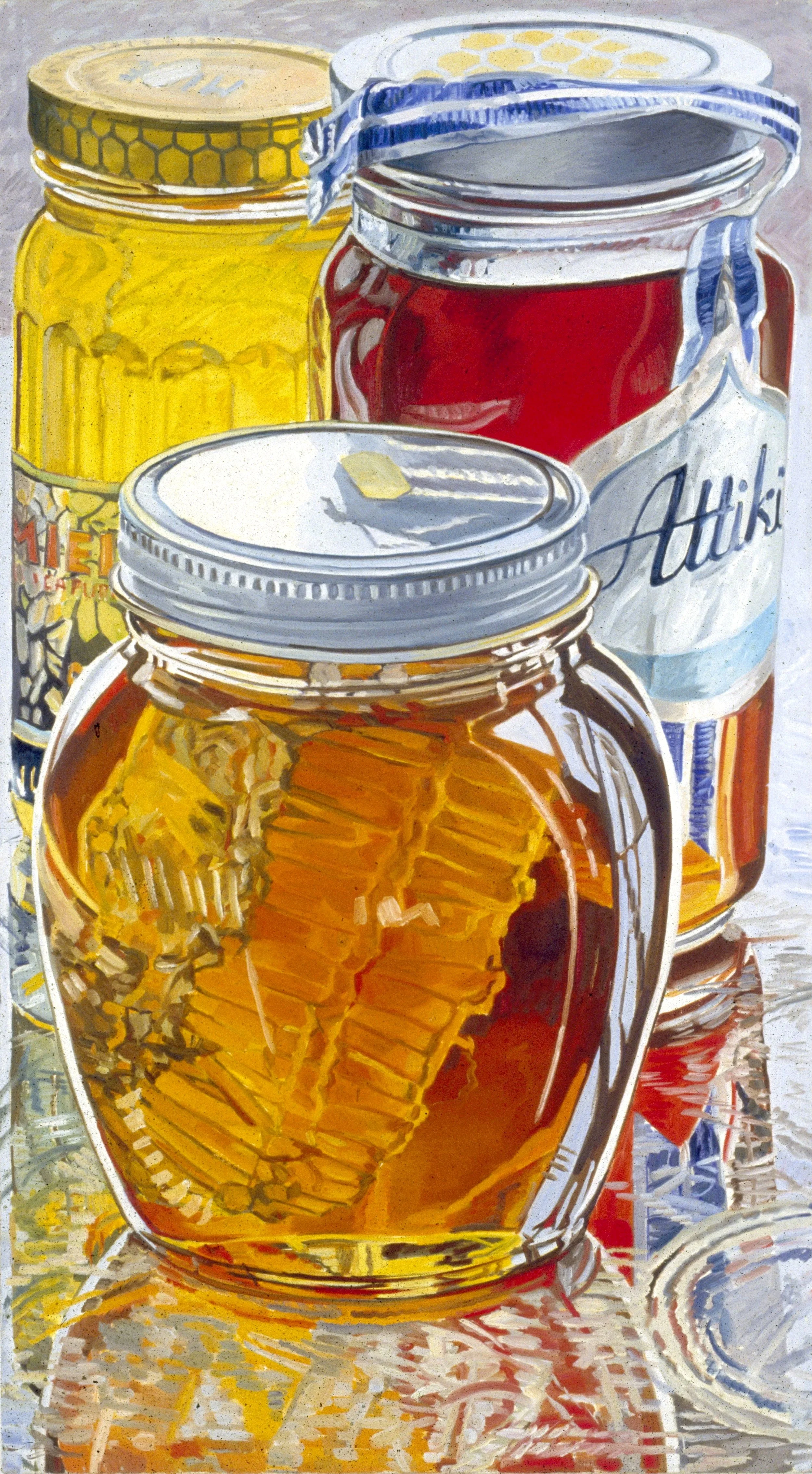 Janet Fish, Three Honey Jars, 1975, oil on canvas.
Courtesy of a Private Collection