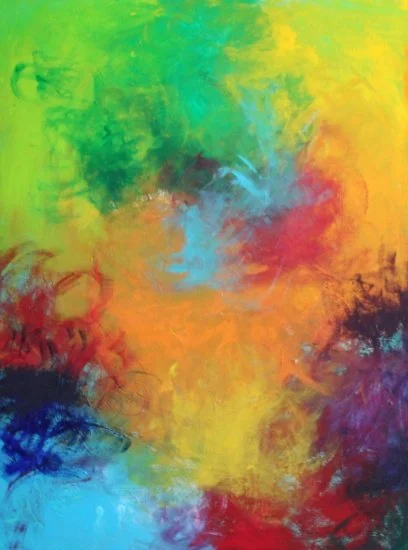 George Mendoza (American 1955) “Depth Perception”, 2010, acrylic on canvas, gift of the artist, 2013 (40’’ H x 30’’W) 