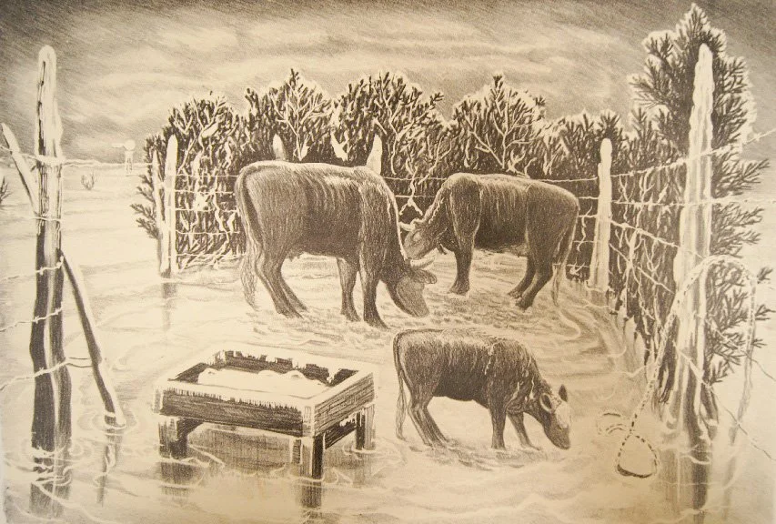 Merritt Mauzey (American 1897-1973) “Wind-Break” ca. 1938-1953, edition of 20, lithograph on paper, gift of Betty M. Dean, 2008 (10 1/4 ‘’ H x 15 W) 