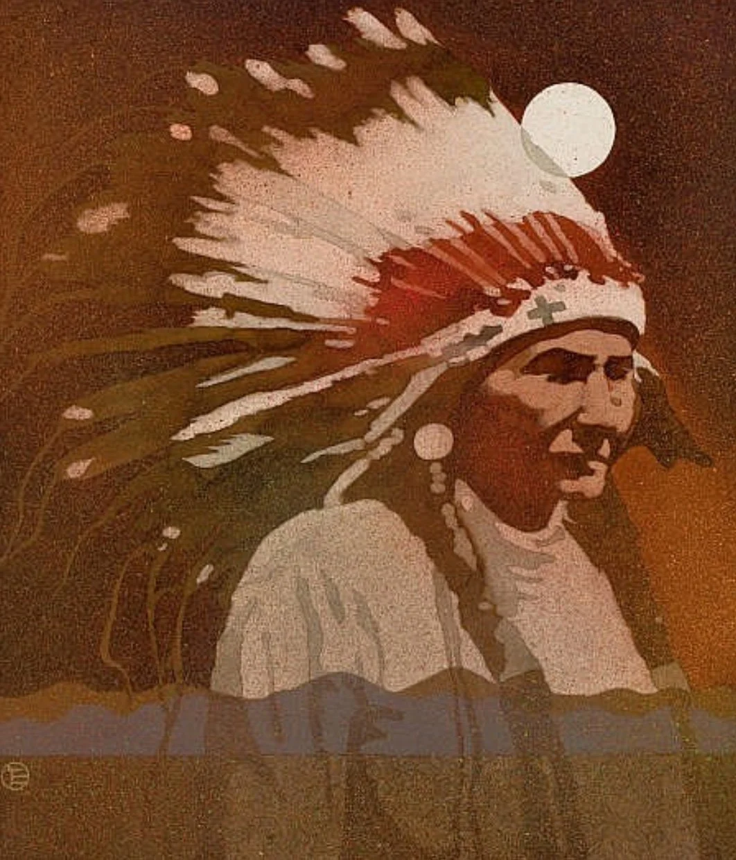 Tony Eubanks (American 1939) “Chief Joseph, Nez Perce Tribe”, 1973, mix media on paper, gift of Mike and Linda Tilton, 2018 (20’’ H x 17 ½’’ W)