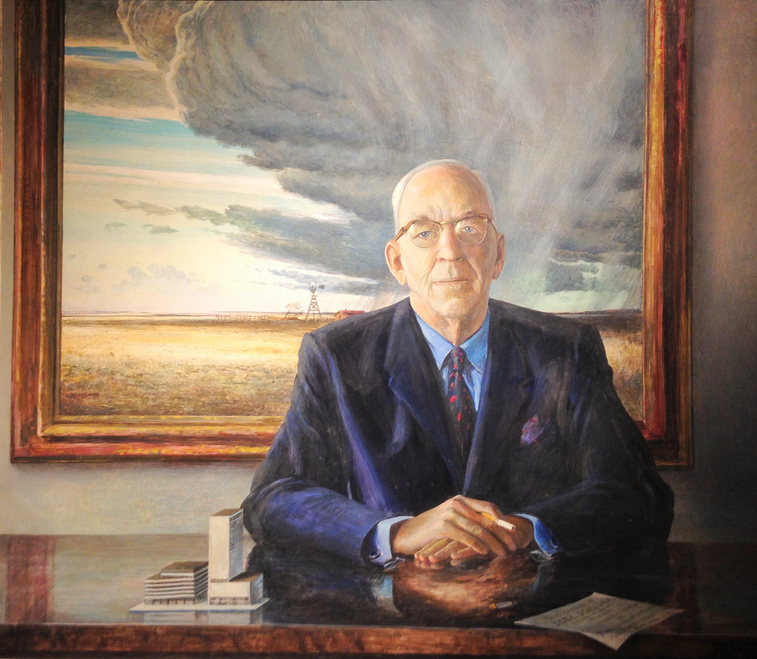 Peter Hurd (American 1904-1984) “J. Lee Johnson Jr”, 1961, egg tempera on board, gift of Jack and Terry Wilkinson, 2009 (41 ½’’ H x 47 ½’’ W) 