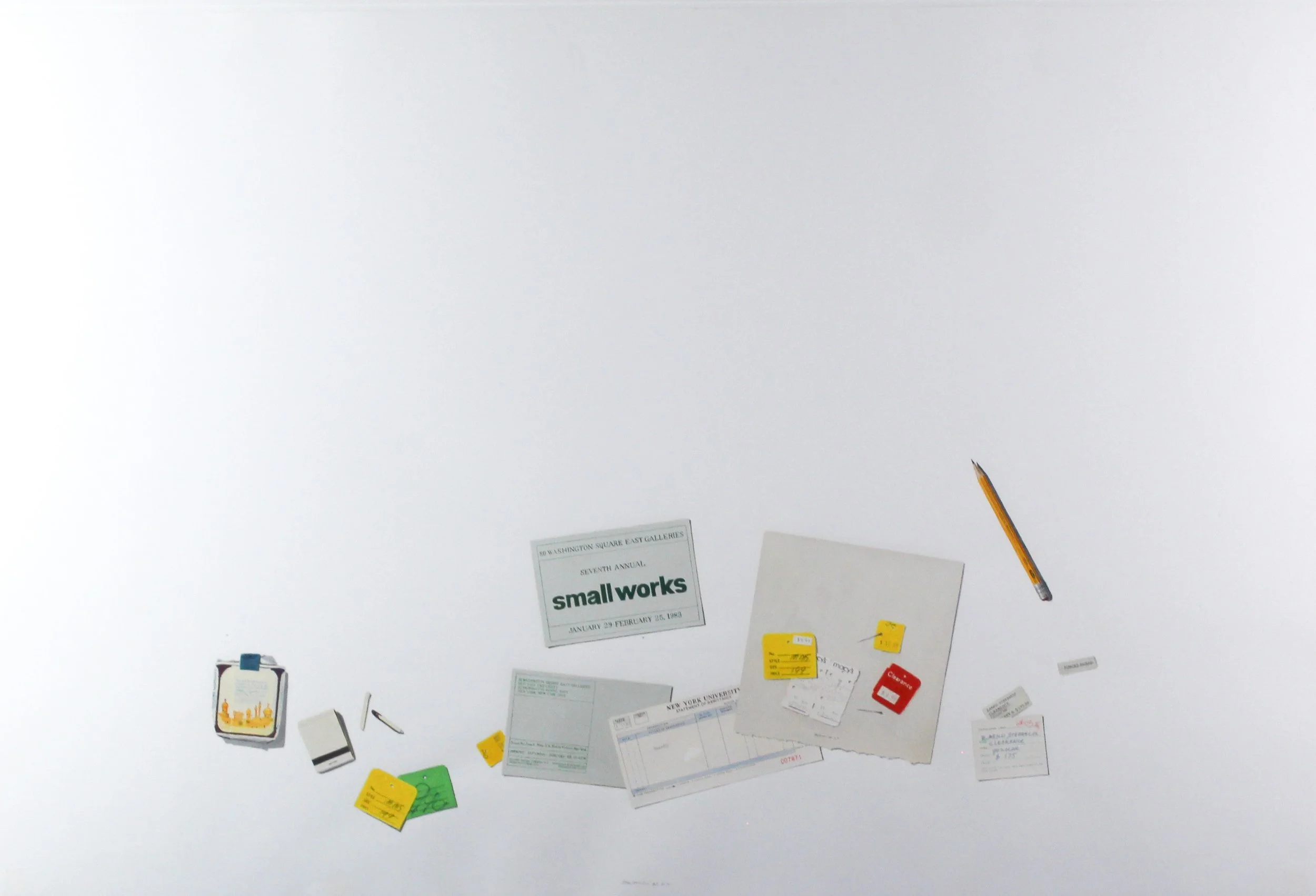 Zarko Stefancic (Serbian/American 1950) “Small Works”, 1983, gouache paint and pencil on paper, gift of Jeff Parker, 1998 (33 ¼’’ H x 50 ¼’’ W)  