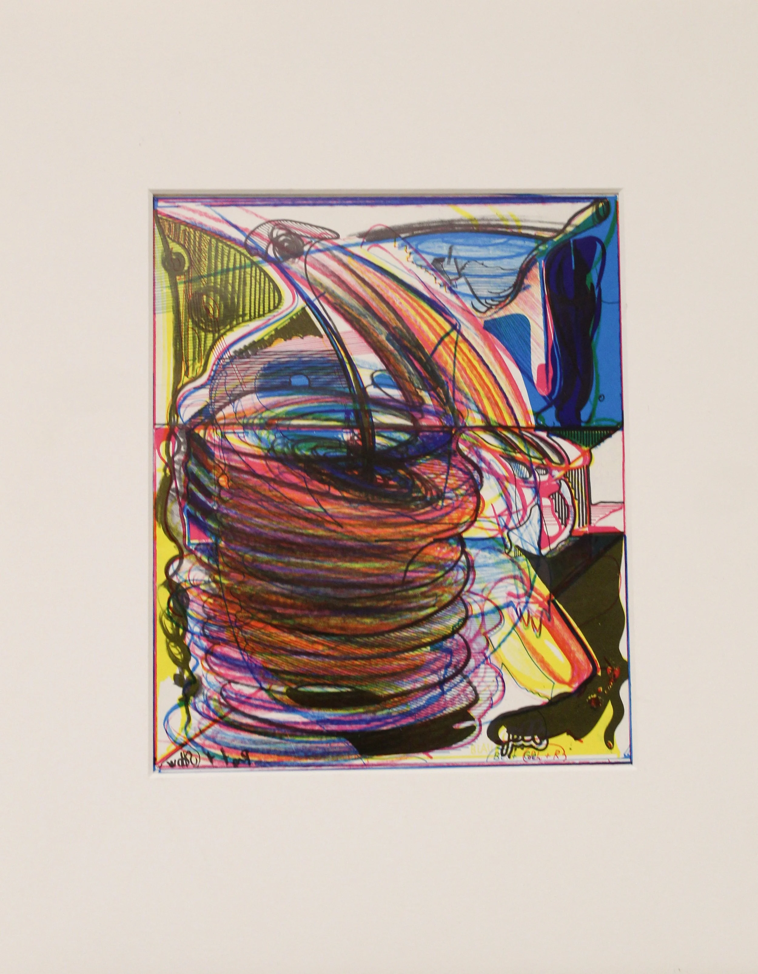 Dieter Roth (German/Swiss 1930-1998) “Blau & Gelb” 1974, edition of 100, lithograph on paper, gift of Mike and Linda Tilton, 2018 (8 1/2 ‘’ H x 6 3/4’’ W) 