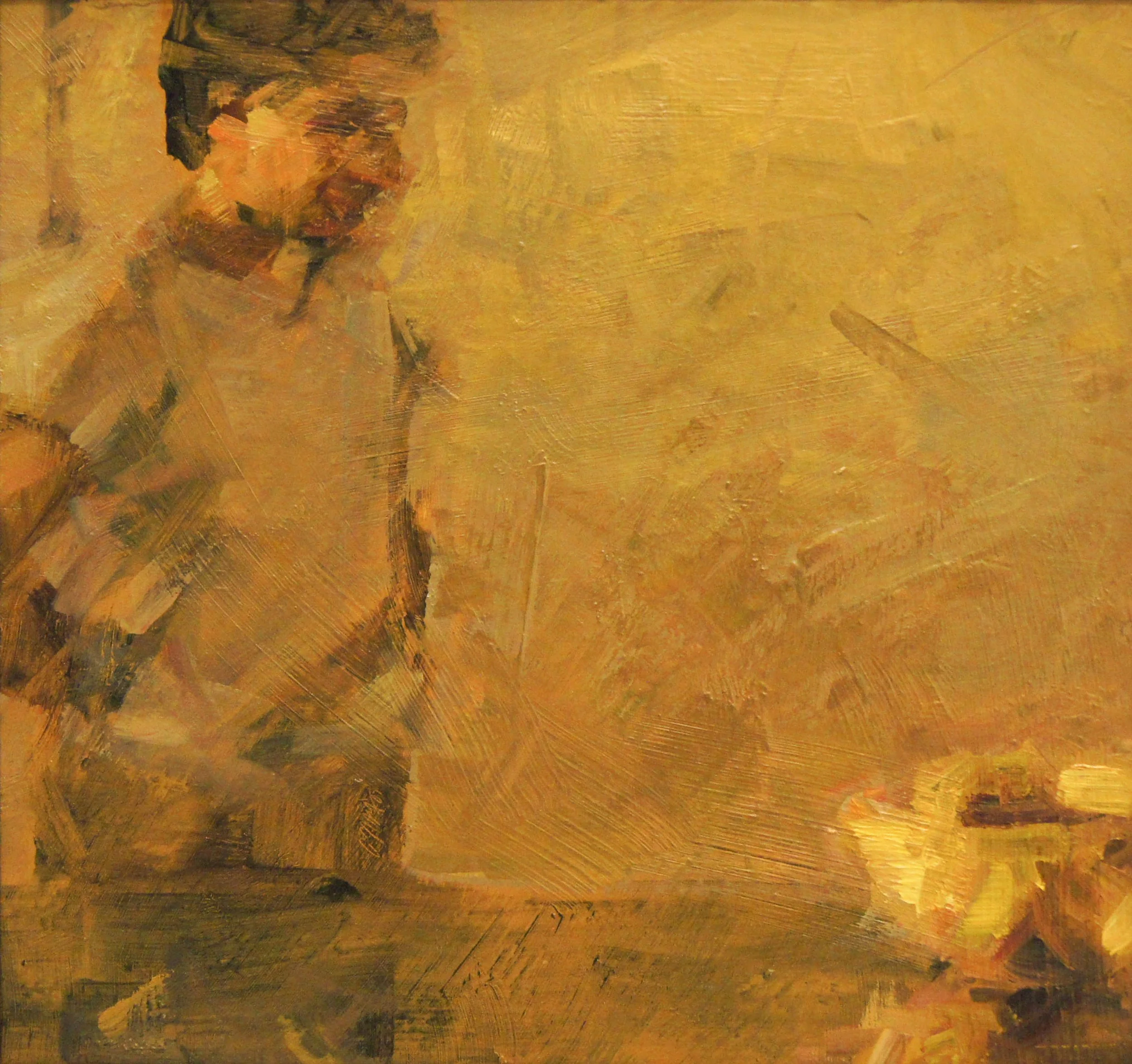 Andy Tschoepe (American 1973) “The Golden Bowl”, ca 2000, oil on board, gift of Mike and Linda Tilton, 2017 (10 3/4’’ H x 10 3/4’’ W) 