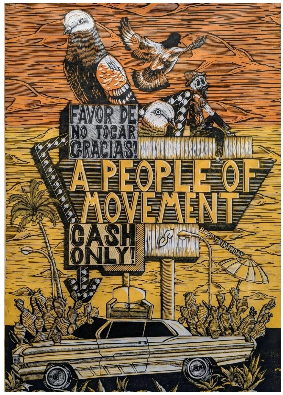Benjamin Muñoz (American 1993)
"Vacated", 2024,
chiaroscuro woodcut on paper,
edition 6 of 8,
museum purchase, 2026,
(53’’ H x 38 W’’)
