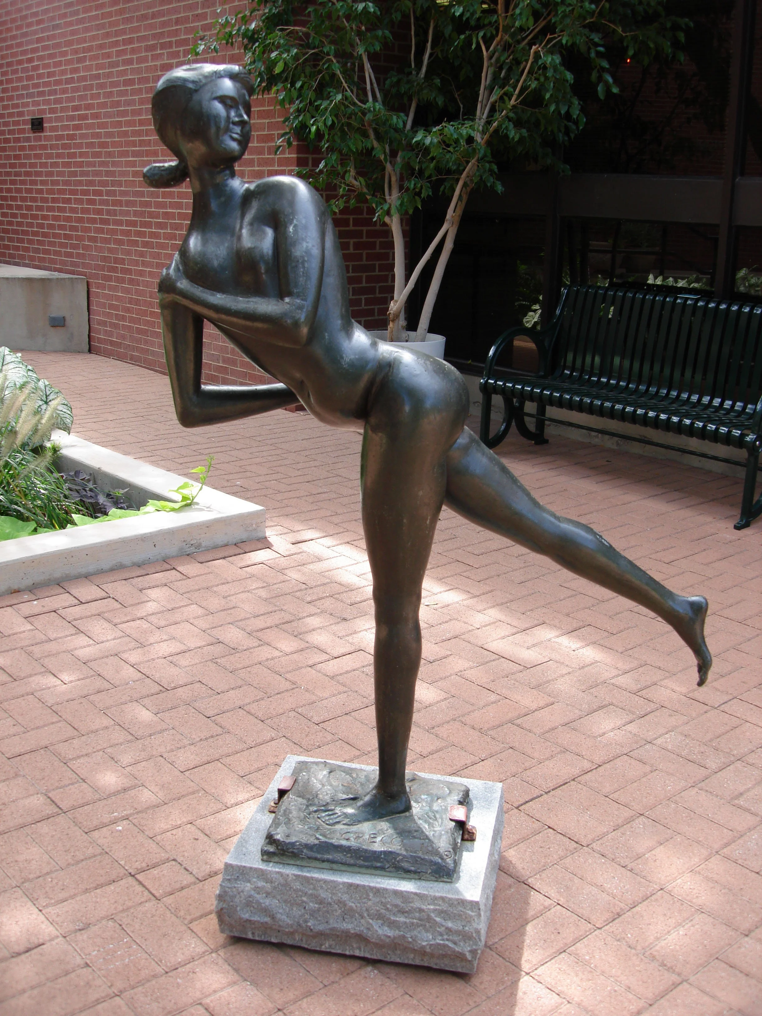 Emilio Greco (Italian 1913-1995) “Pattinatrice”, 1959, edition of 2, bronze, gift of the Meadows Foundation, 1985 (54’’ H x 42’’ W x 16’’D) 