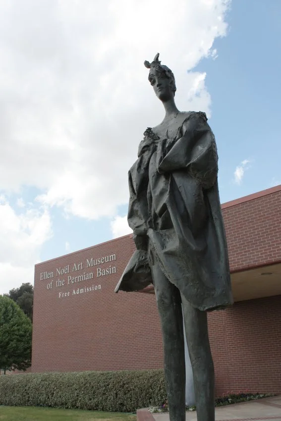 Giacomo Manzù (Italian 1908-1991) “Grande Striptease”, 1966, bronze, gift of the Meadows Foundation, 1985 (9’ H 38’’ W x 16 ½’’ D)