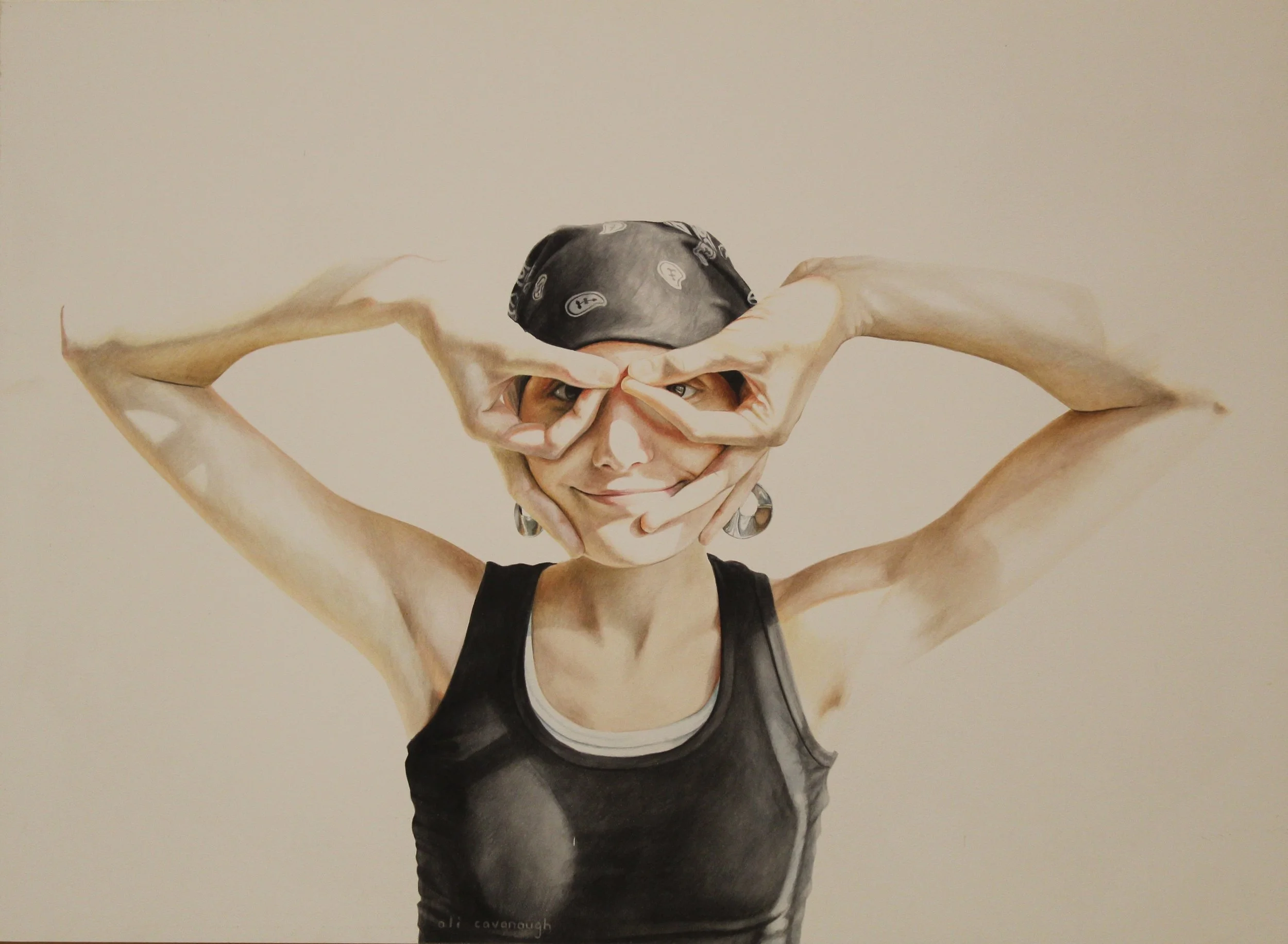 Ali Cavanaugh (American 1973) "Disguised by Her Own Bare Hands", 2009, watercolor pigment on kaolin clay board, gift of Mike and Linda Tilton, 2018 (22'' H x 30'' W) 

