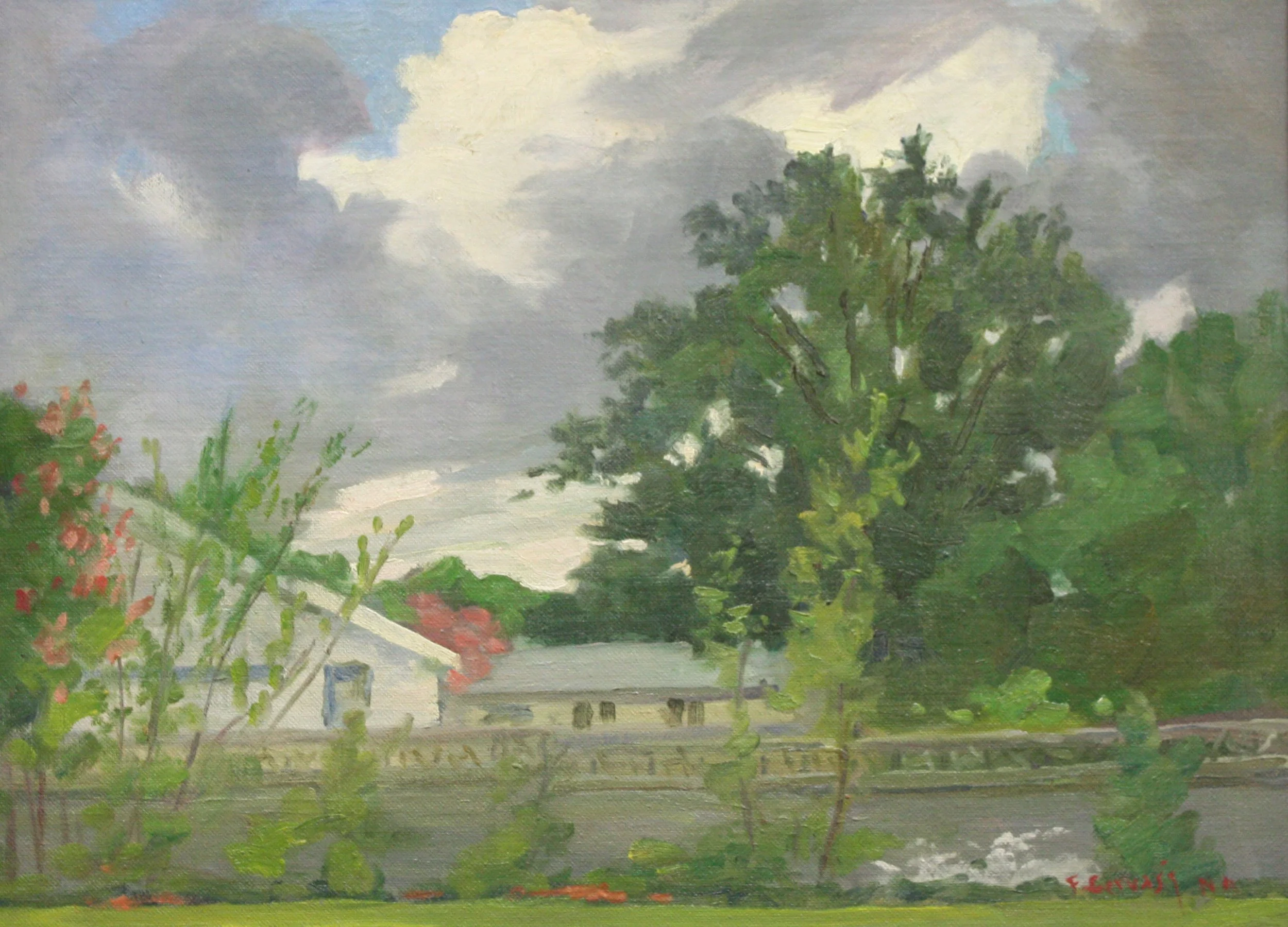 Frank Gervasi (Italian/American 1895-1986), "Early Spring Storm", oil on canvas, gift of Dr. James A. Daves, 1980 (11 ½’’ H x 15 ½’’ W) 