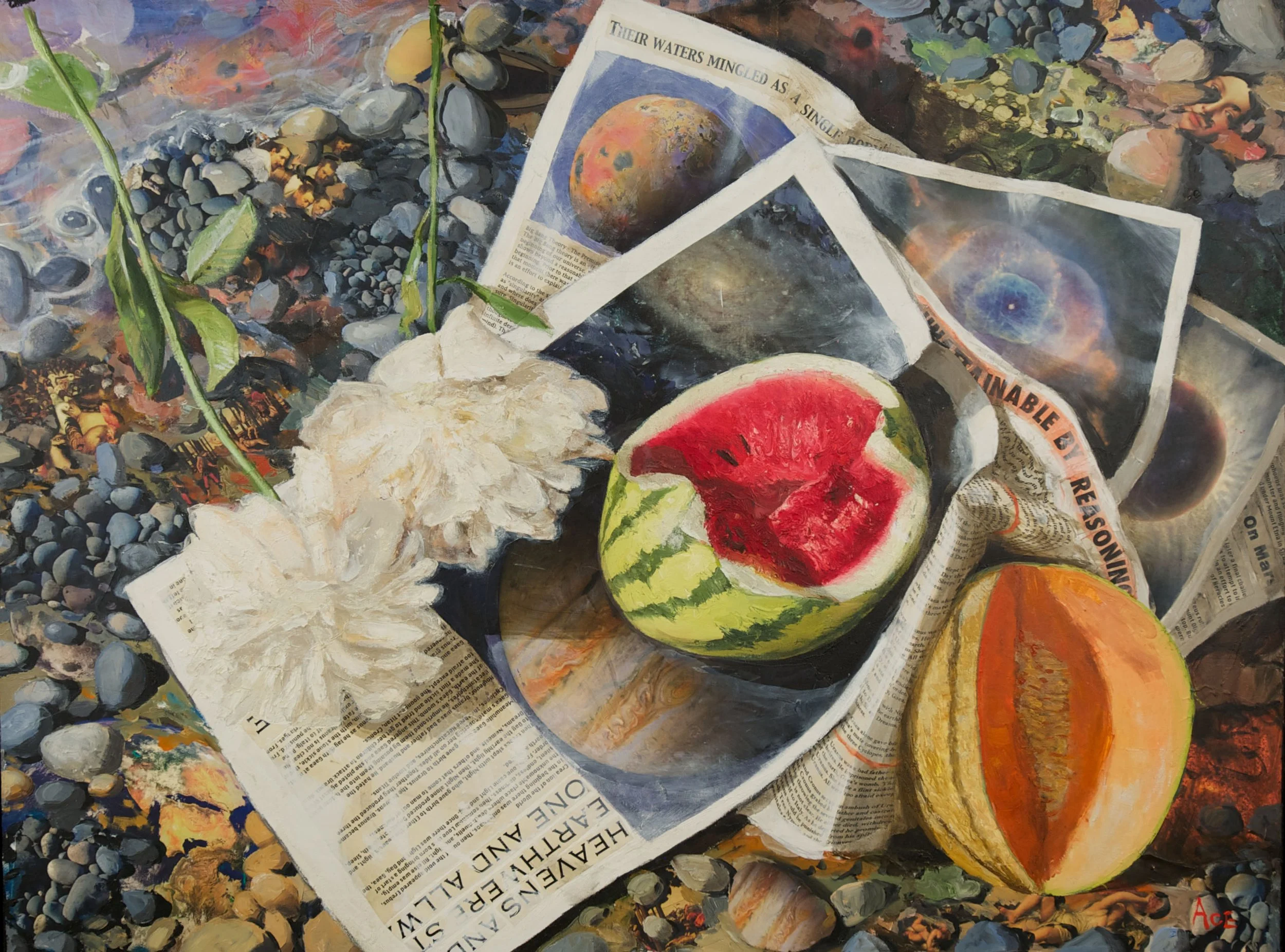 Katherine Ace (American, 1953), 
"Mingled Waters", 2008, 
Oil on Canvas, 
Memorial gift in honor of Jeree Barnett, 2008 