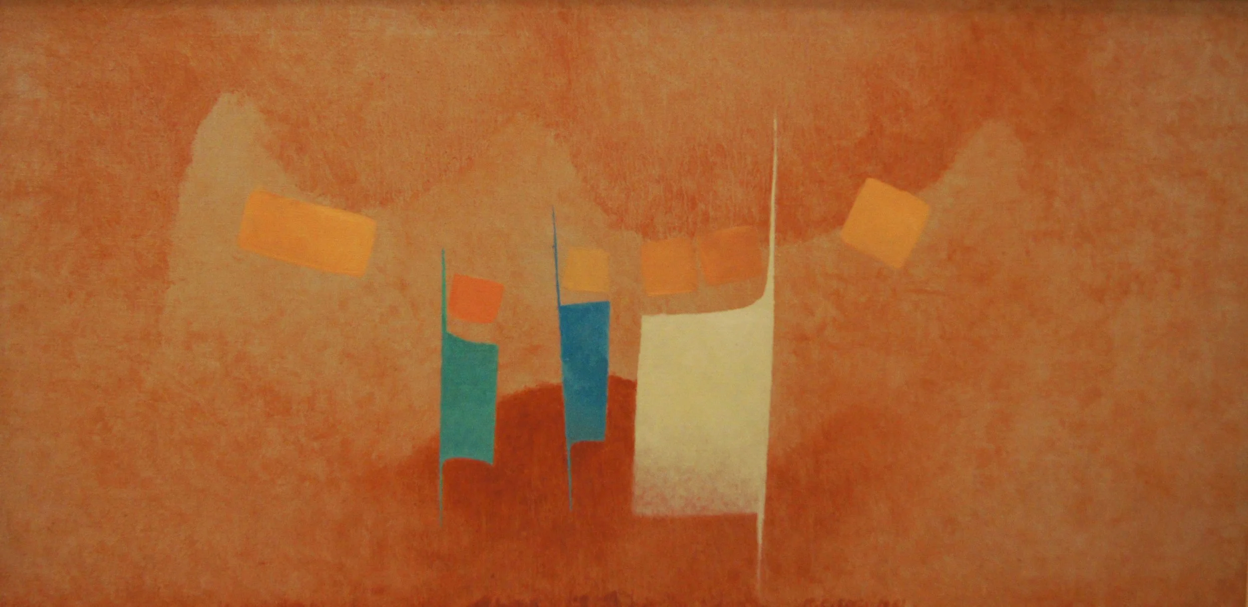 Robert C. Ellis (American 1923-1979) “Southwest Landscape”, ca. 1950s, oil on canvas, gift of Rosa Ellis-Clark, 2000 (19 1/2’’ H x 39 1/2’’ W)  
