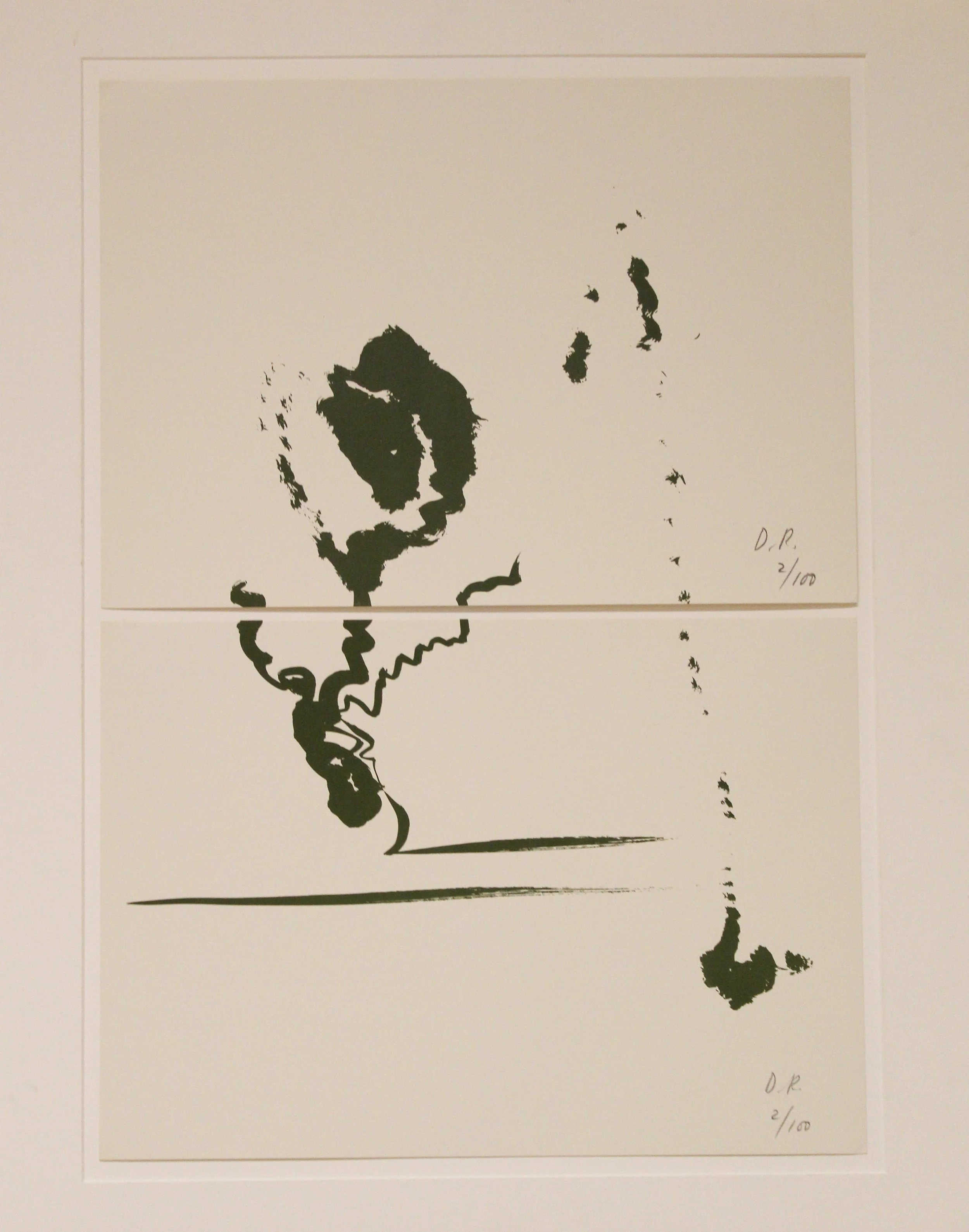Dieter Roth (German/Swiss 1930-1998) “Brush Actions (diptych)”, 1977, edition 2 of 100, lithograph on paper, gift of Mike and Linda Tilton, 2018 (23 1/2 ‘’ H x 16 ¼’’ W) 