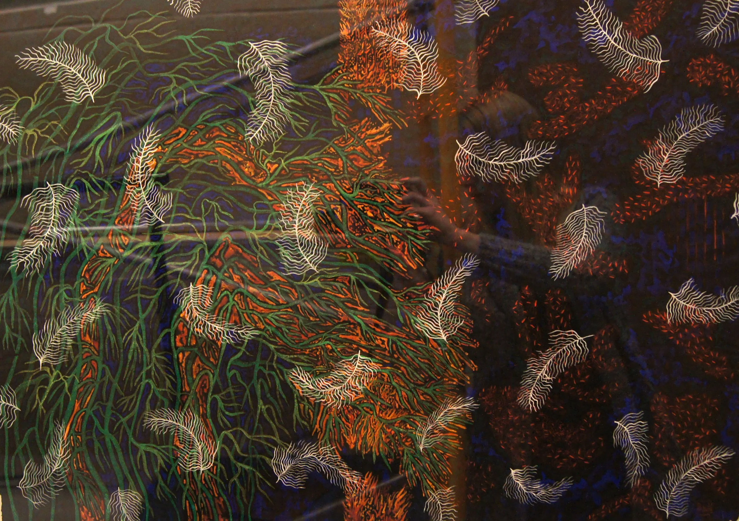 Dee Wolff (American 1948) “Death Wind”, 2001, gouache paint on paper, gift of the artist, 2006 (20 3/4’’ H x 29 1/4’’ W) 