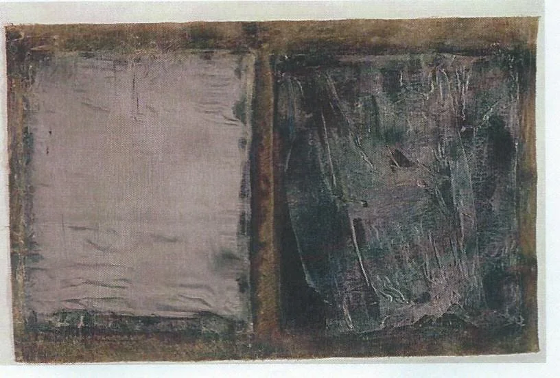 Anne-Marie Cucchiara (nationality and dates unknown) “untitled”, 1976, pigment, wax and pastel on canvas, gift of Museum of Fine Art, Houston-Edward R. Broida Collection and Museum of the Southwest, 2013 (26’’ H x 41’’ W) 