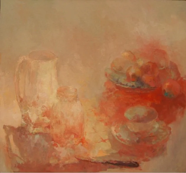 Carol Fremlin (American 1933) “White Pitcher”, 1991, oil on canvas, gift of Mike and Linda Tilton, 2017 ( 40’’ H x 43’’ W) 