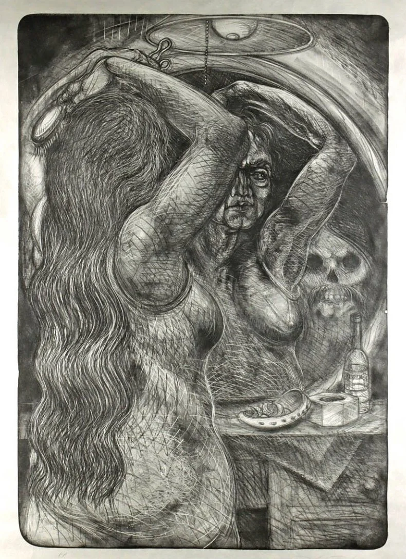 Luis Jiménez (American 1940-2006) “Abuela”, 1997, edition 11 of 100, lithograph on paper, museum purchase, 1999 (45 ¾’’ H x 33 ¾’’ W) 