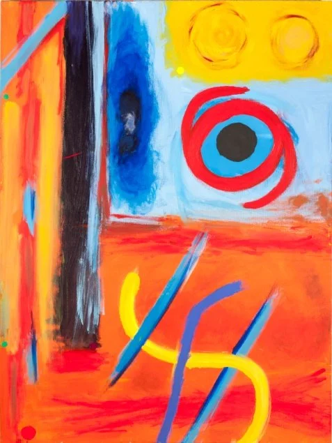 George Mendoza (American 1955) “Window Eyes”, 2008, acrylic on canvas, gift of the artist, 2013 (48’’ H x 36’’W) 