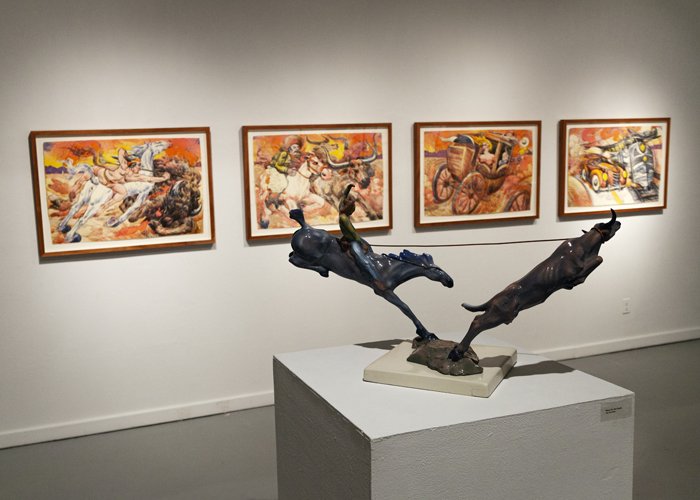 Luis Jiménez (American 1940-2006) “Progress Suite”, 1976, edition 5 of 50, lithograph on paper, Dee and Leonard J. Wolff, 2006 (each panel is: 23 3/4’’ H x 35 ¾’’ W) 