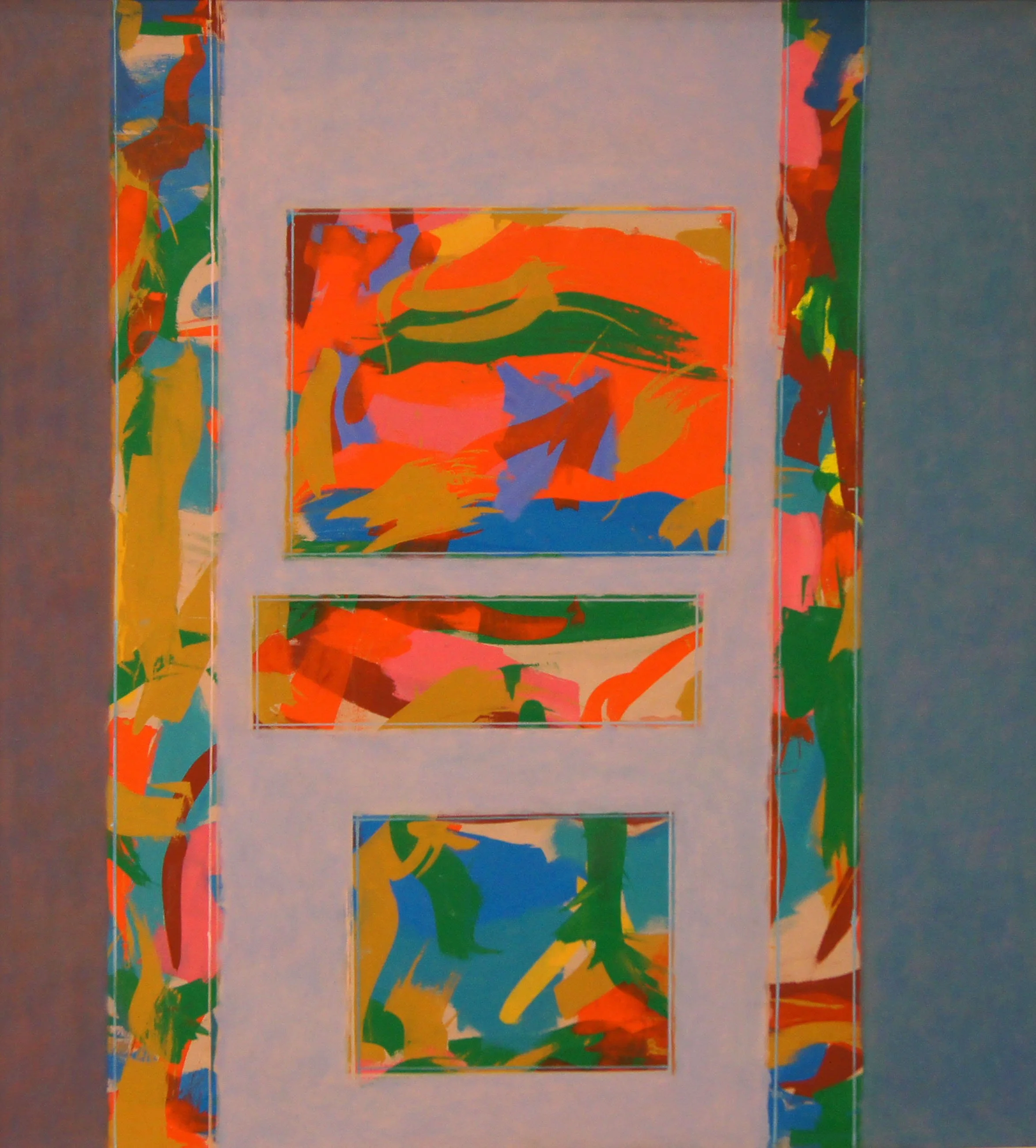 Al Newbill (American 1921-2011) “Filmstrip”, 1989, oil and acrylic on canvas, gift of Mike and Linda Tilton, 2017 (60’’ H x 53’’ W) 