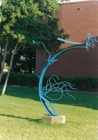 Michelle O’Michael (American 1948) “Big Sky, Texas”, 1999, steel, enamel paint, gift of the artist, 2000 (91’’H x 26 1/2W’’ x 57’’ D) 