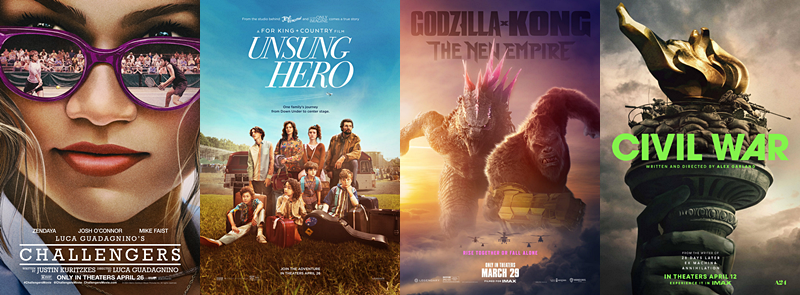 Challengers, Unsung Hero, Godzilla x Kong: The New Empire, Civil War
