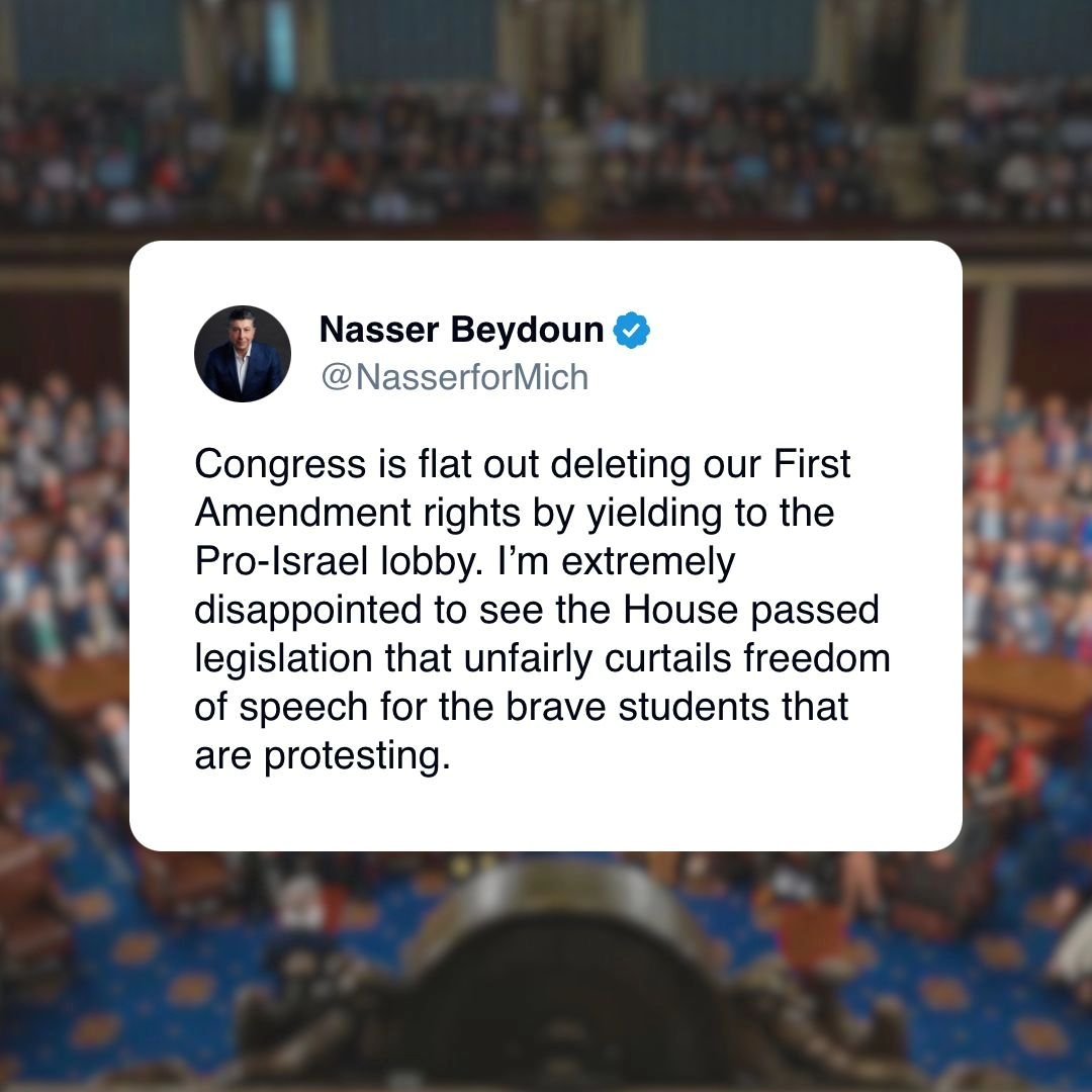 I&rsquo;m extremely disappointed to see the House passed legislation that unfairly curtails freedom of speech for the brave students that are protesting.

#studentprotest #endthegenocideingaza