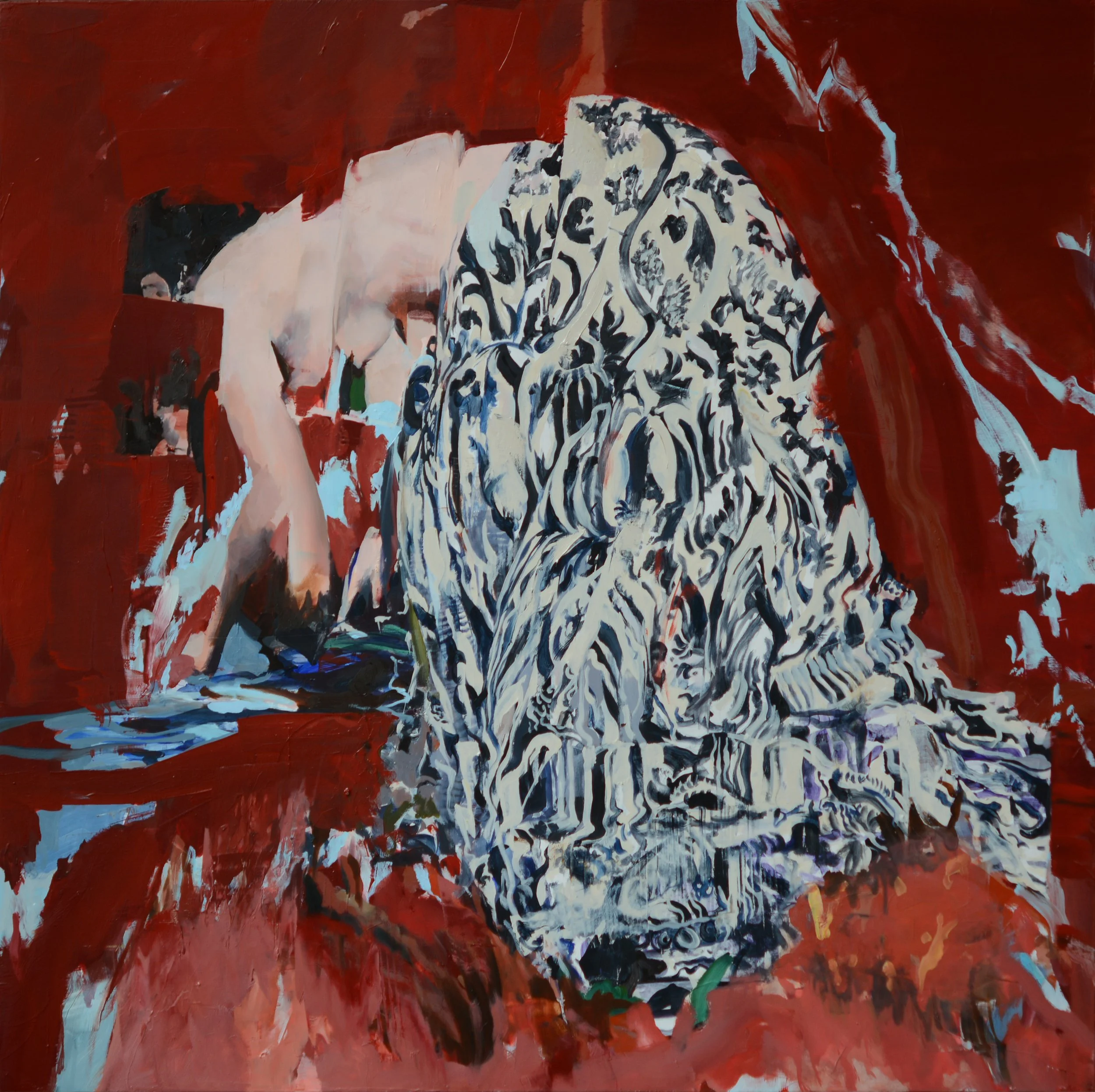 Irish Blanket, 36"x36", oil on wood