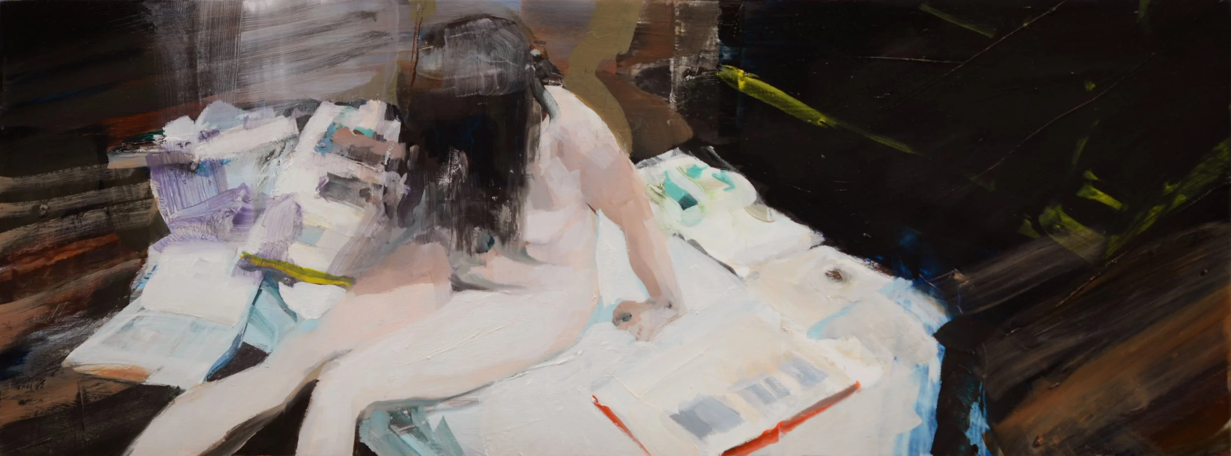 Art Books II, 6"x16", oil on wood