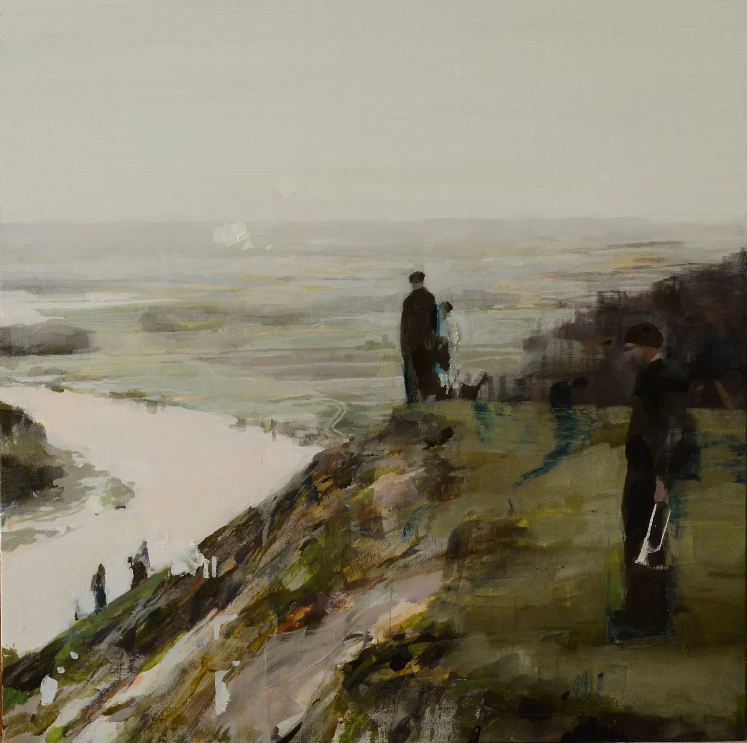 Landscape with People,  
18 x 18 inches, oil on wood