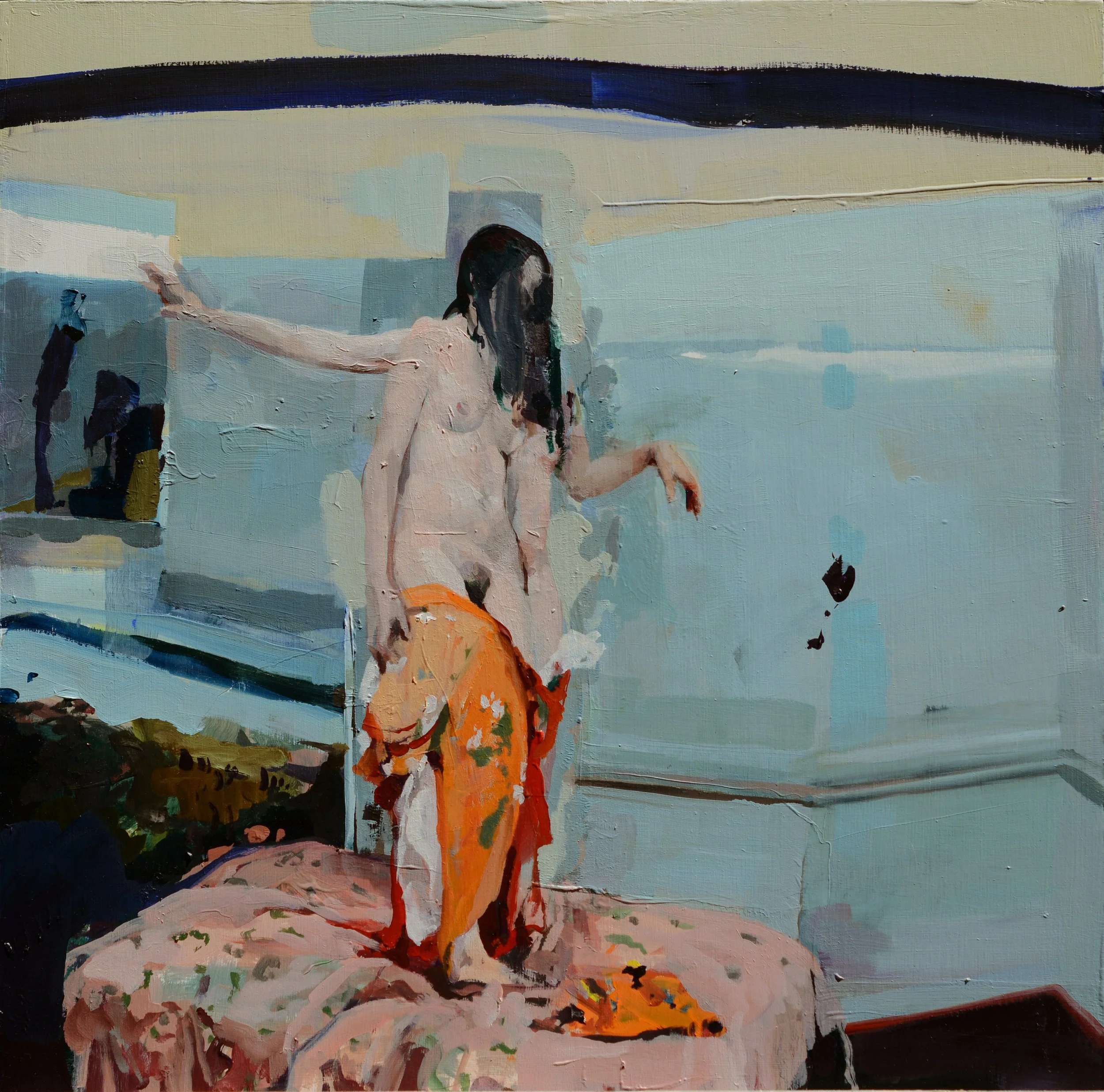 Corner Negotiation,  oil on wood, 18"x18"