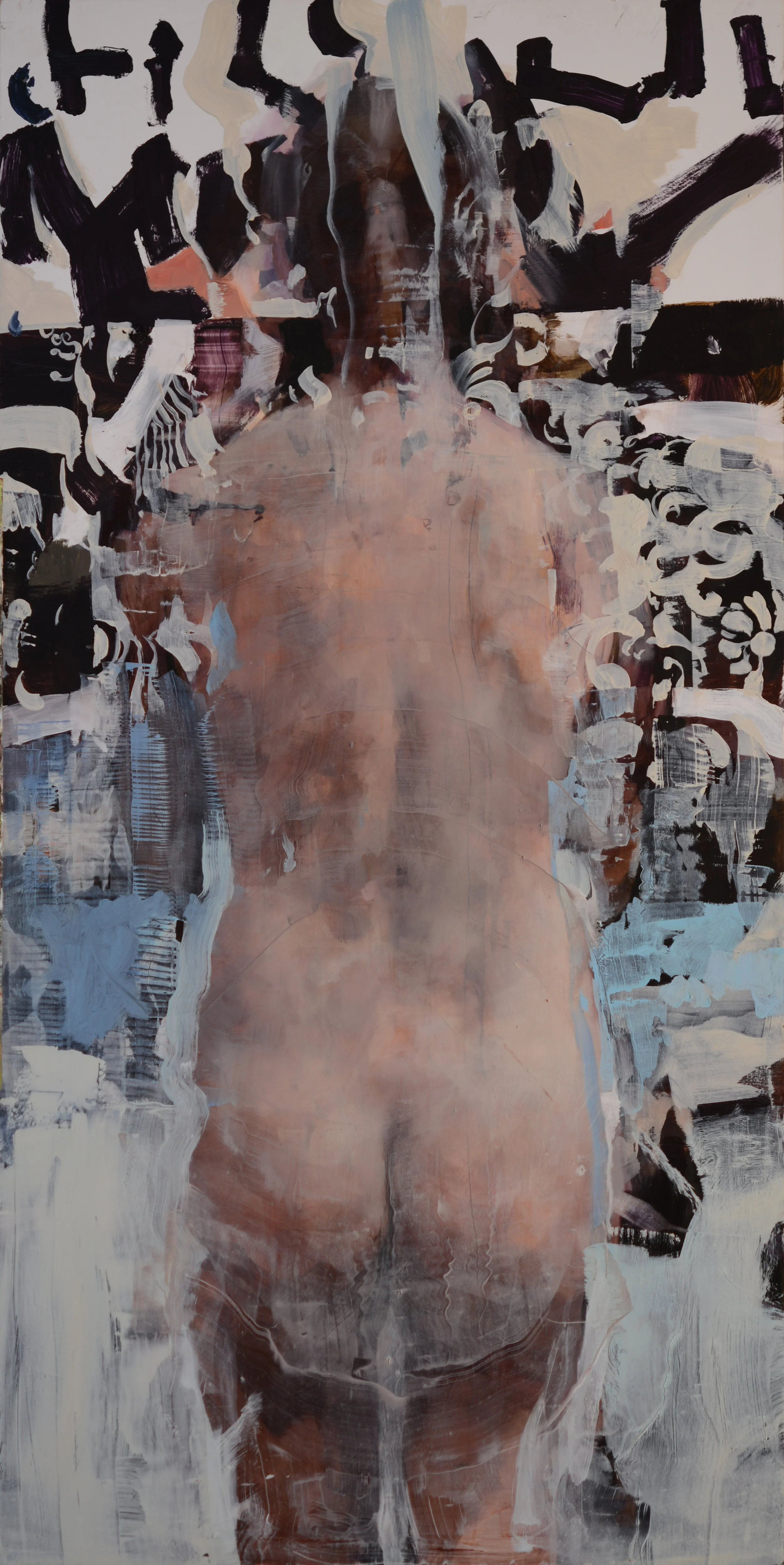 Swimmer, 48x24, oil on wood