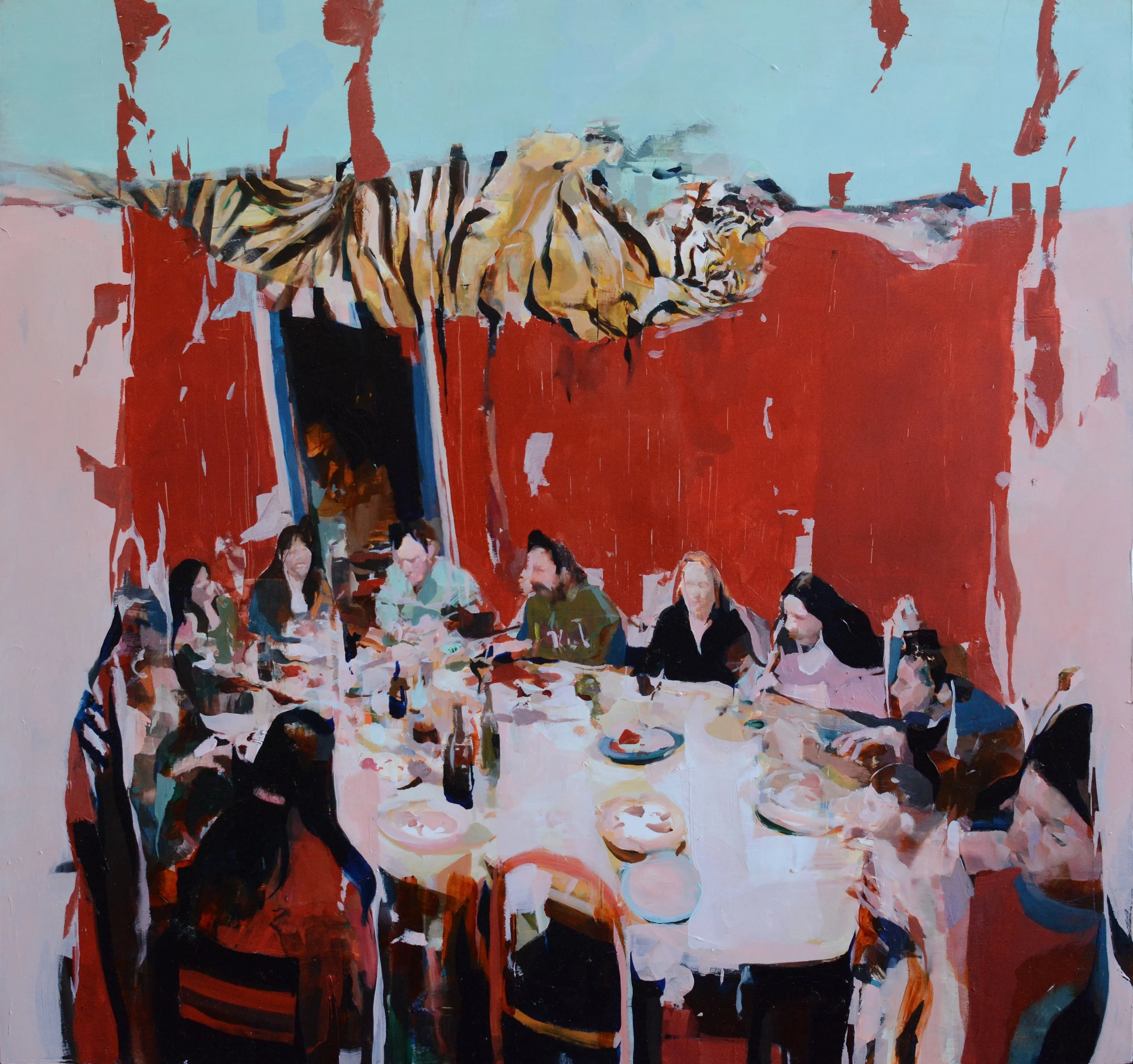 Dinner with Dear Friend,
36 x 36 inches, oil on wood