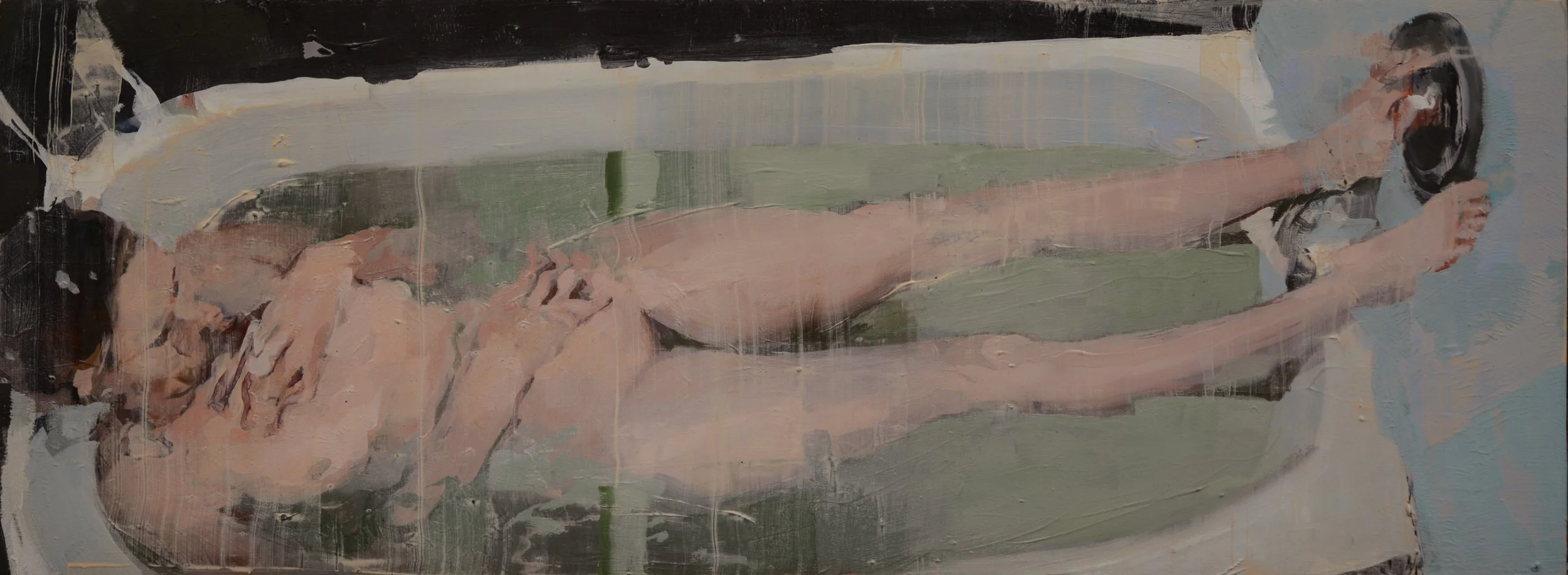 Bath, 6"x16", oil on wood