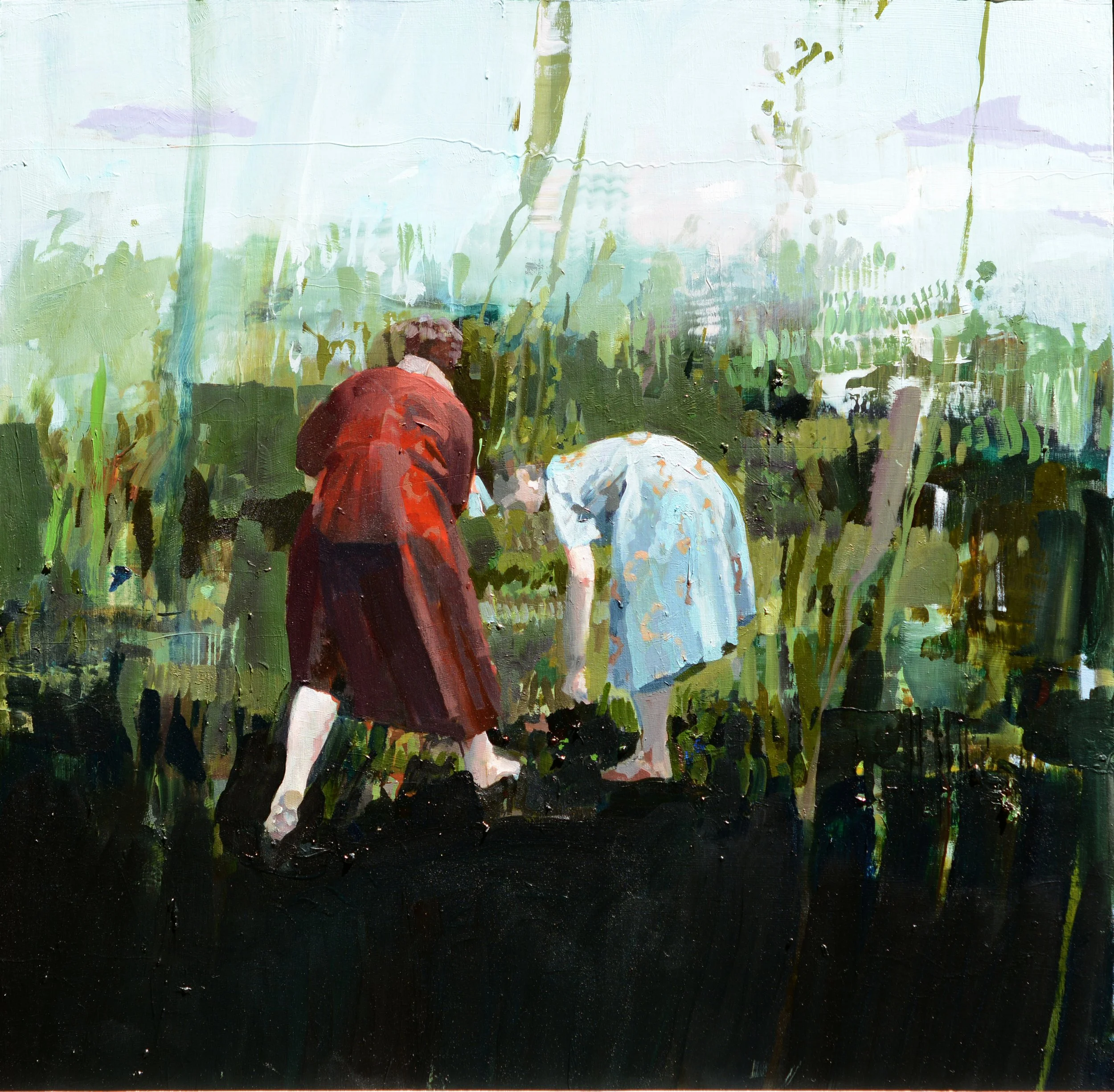 Planting,  oil on wood, 18"x18"