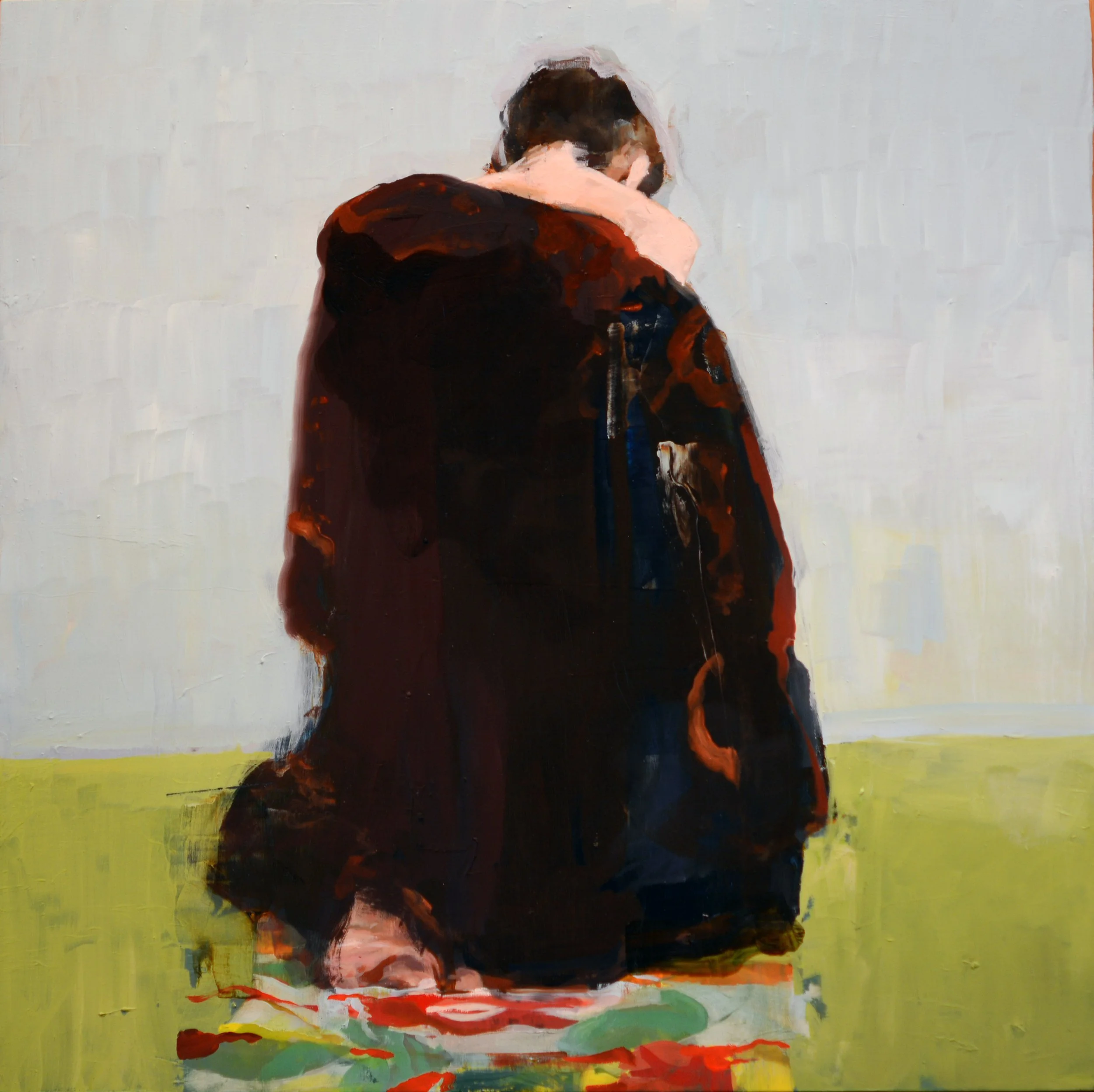 L.D.V. with Fur Coat, 18"x18", oil on wood