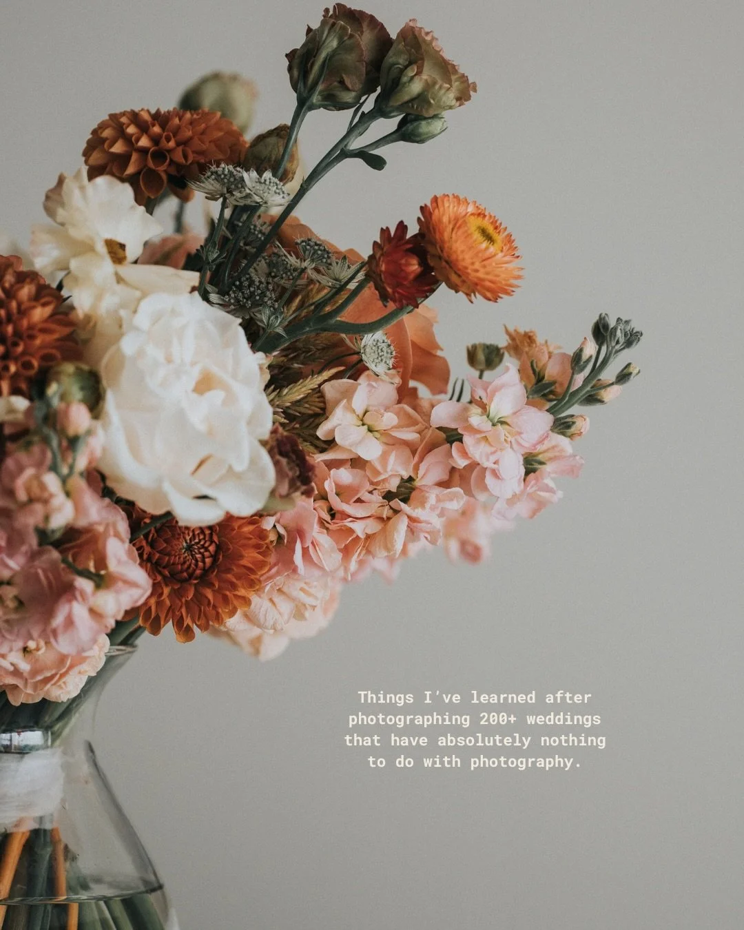 After 200+ weddings, I&rsquo;ve learned a lot that has absolutely nothing to do with photography.

The flowers can be incredible. The timeline can be perfect. Every detail can be exactly how you pictured it, but that&rsquo;s rarely the stuff that sti