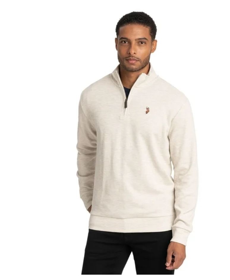 U.S. Polo Assn. Men's Quarter Zip Flatback Cotton Sweater