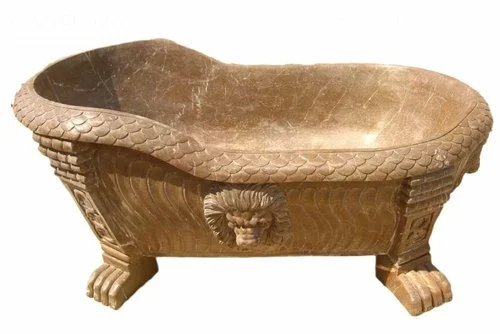 Single Stone Block Carved Luxurious Marble Bath Tub